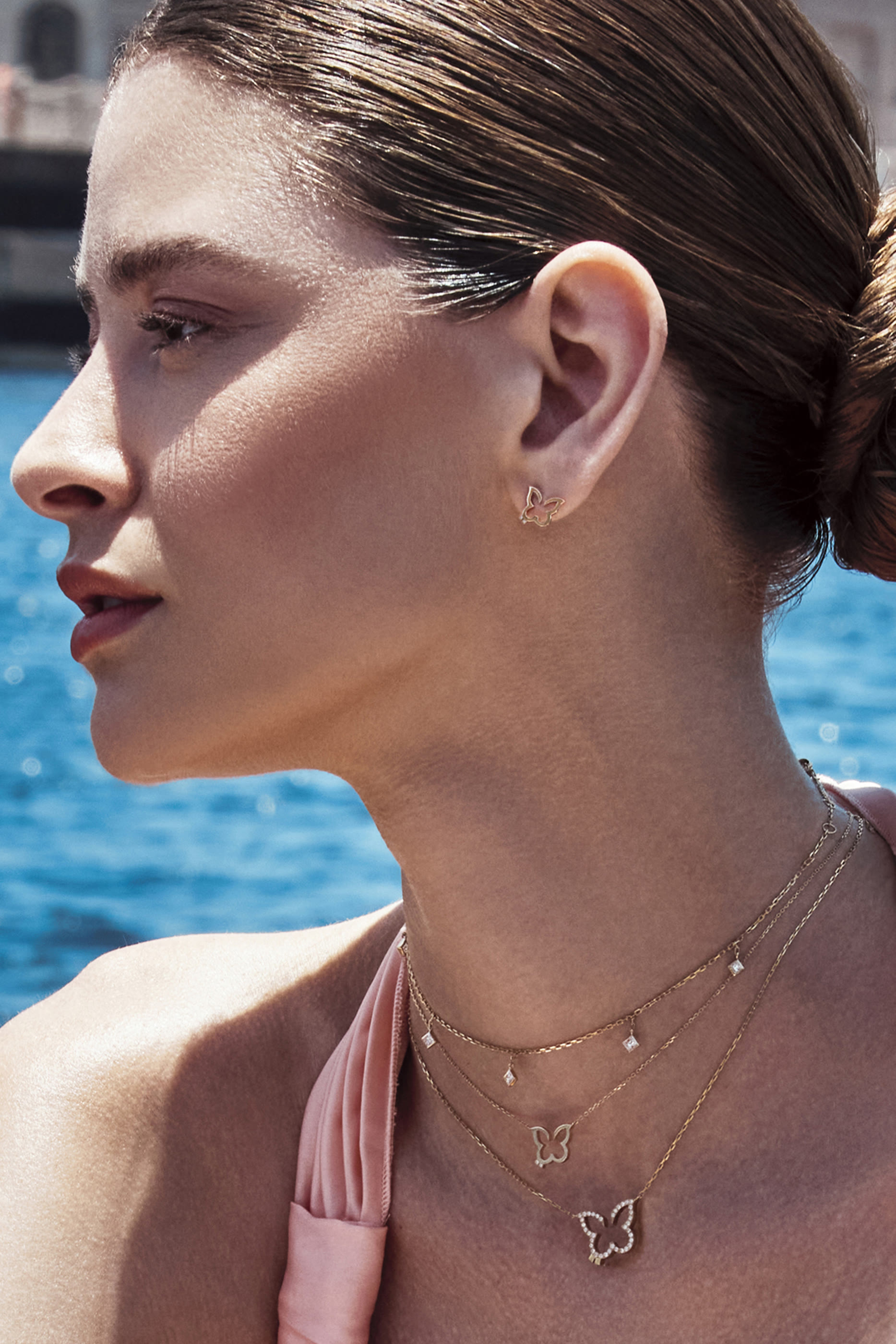  Hurriyah Butterfly Earrings, 18k Yellow Gold & Diamonds