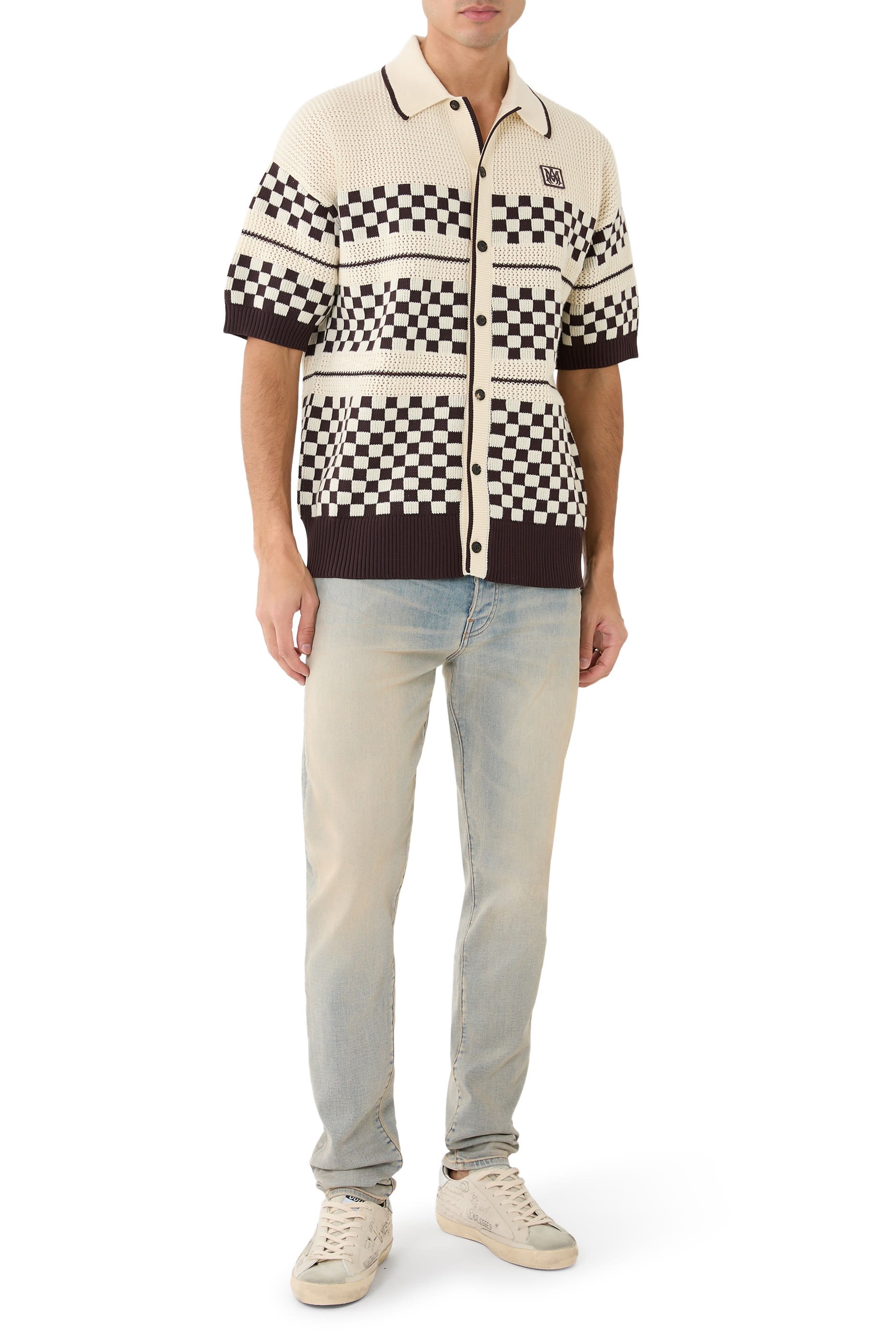 Checkered Mesh Wool Shirt 