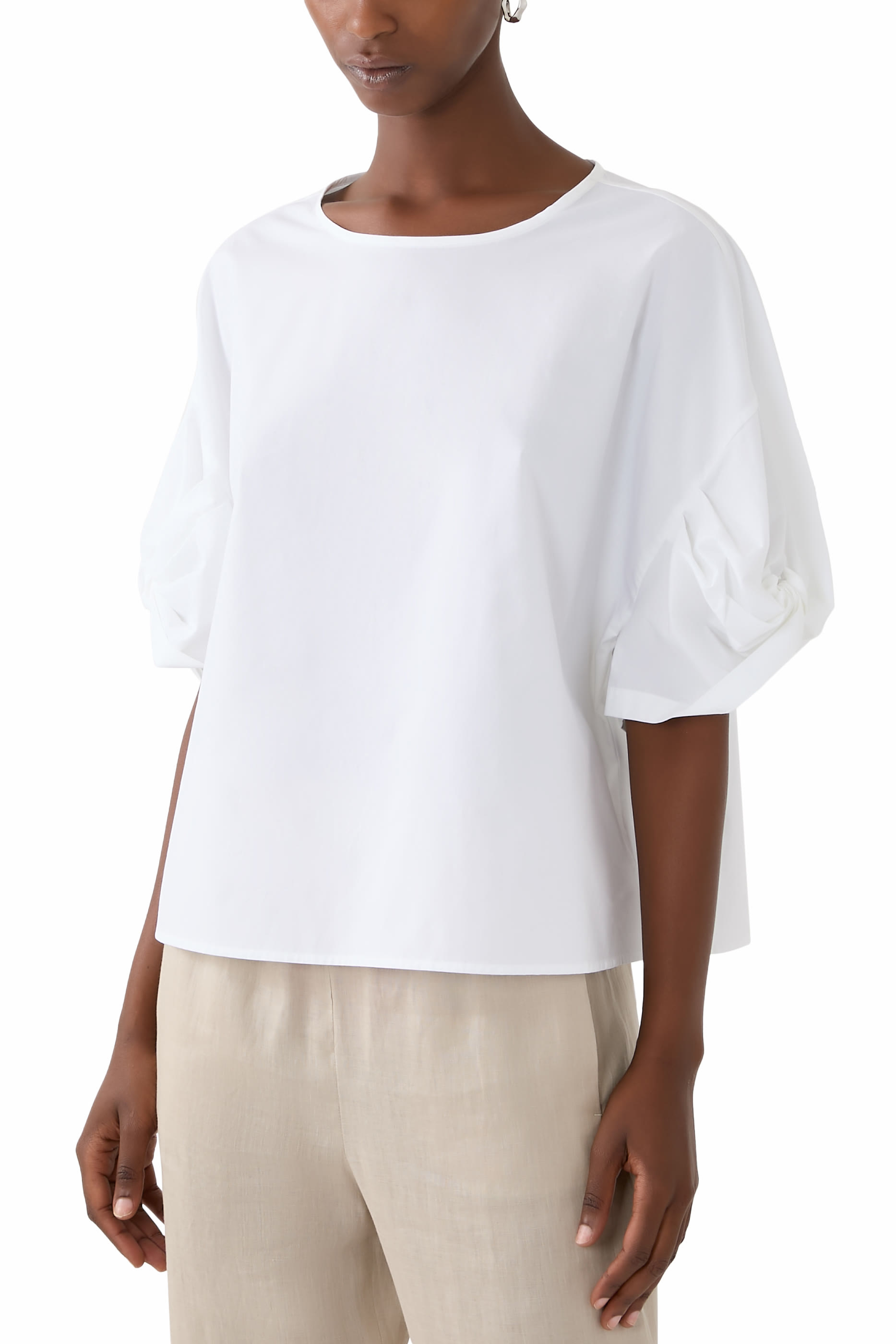 Twisted Sleeves Poplin Blouse