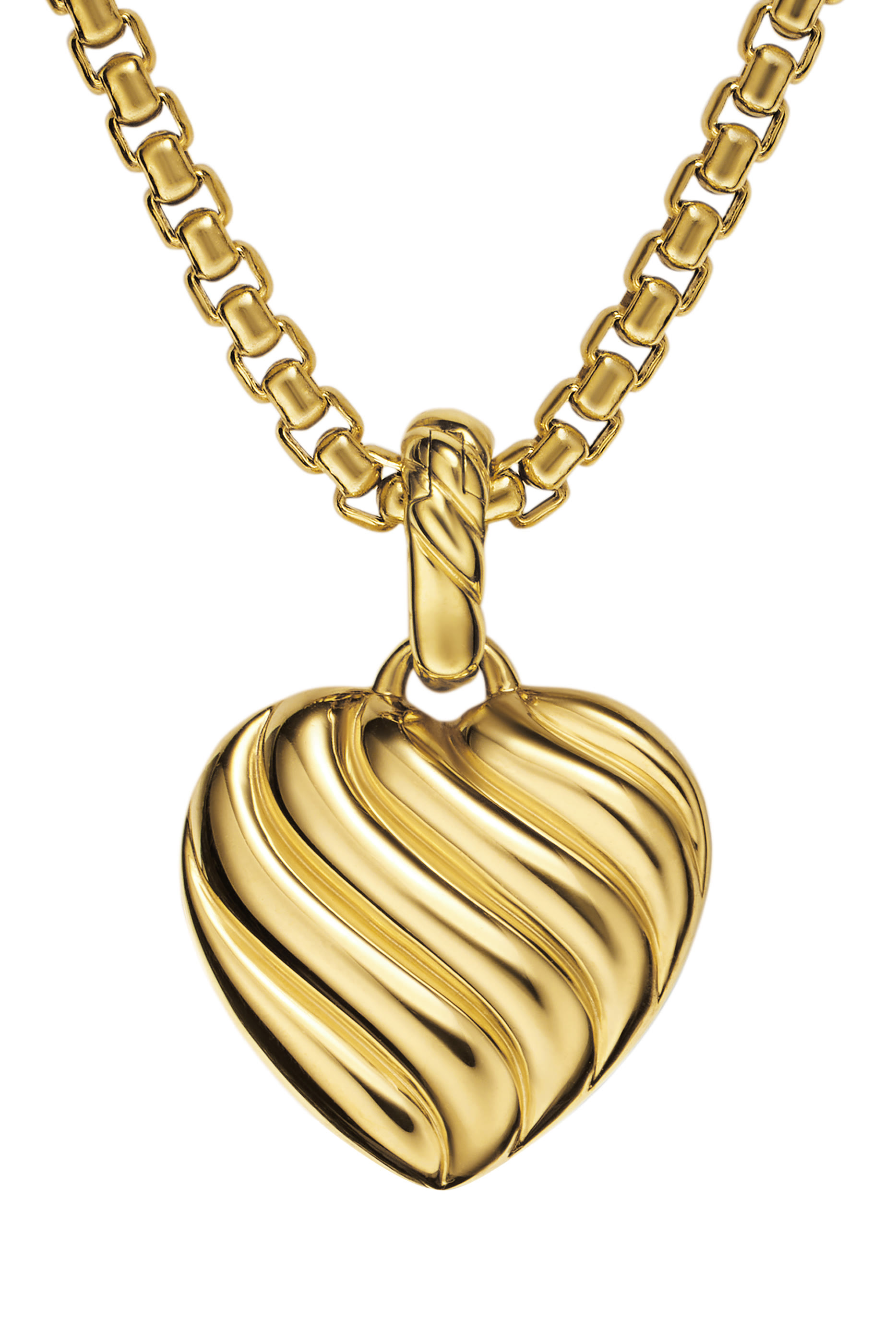 Puffy Heart Pendant, 18k Yellow Gold & Diamonds
