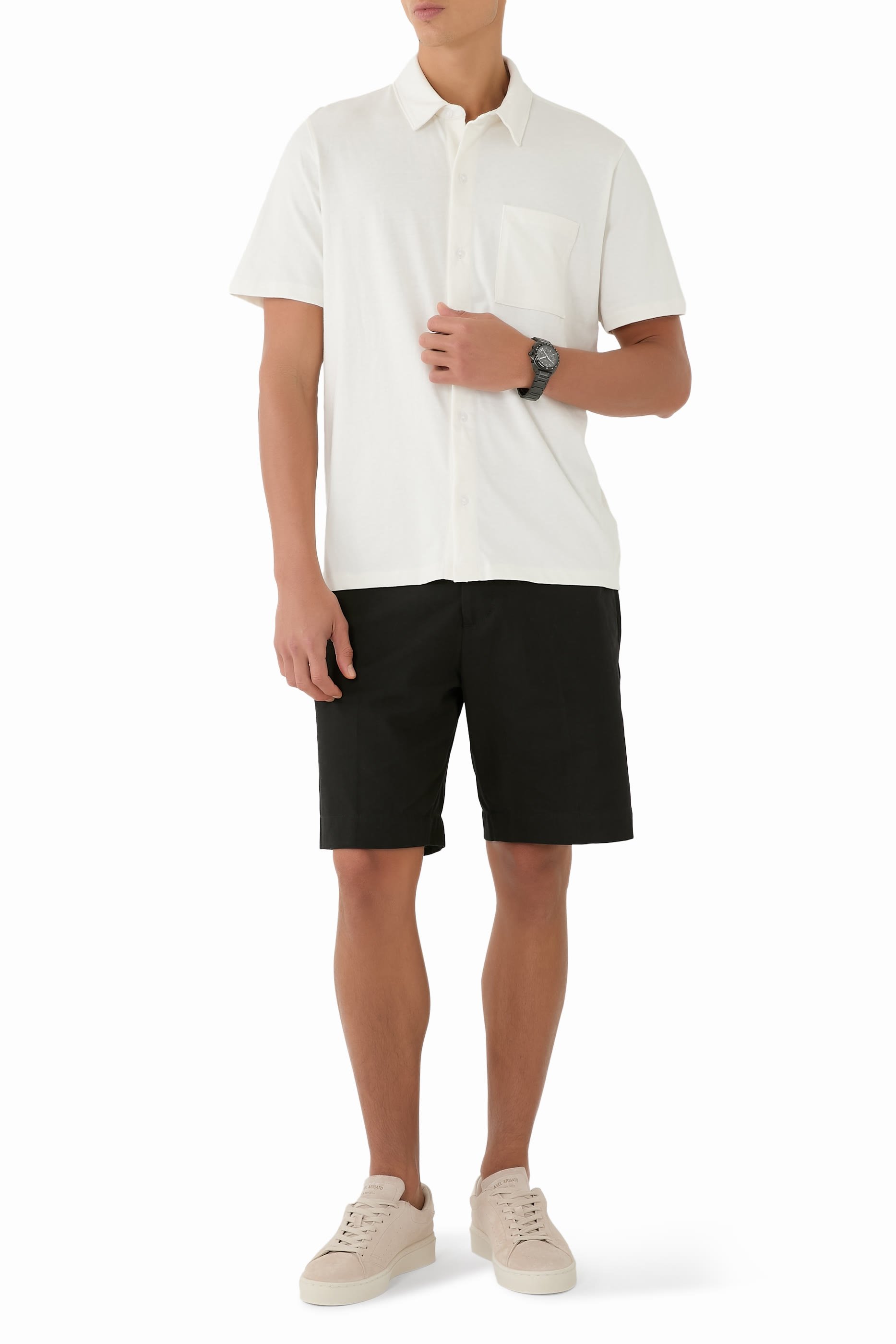 Sueded Cotton Jersey Button-Front Shirt