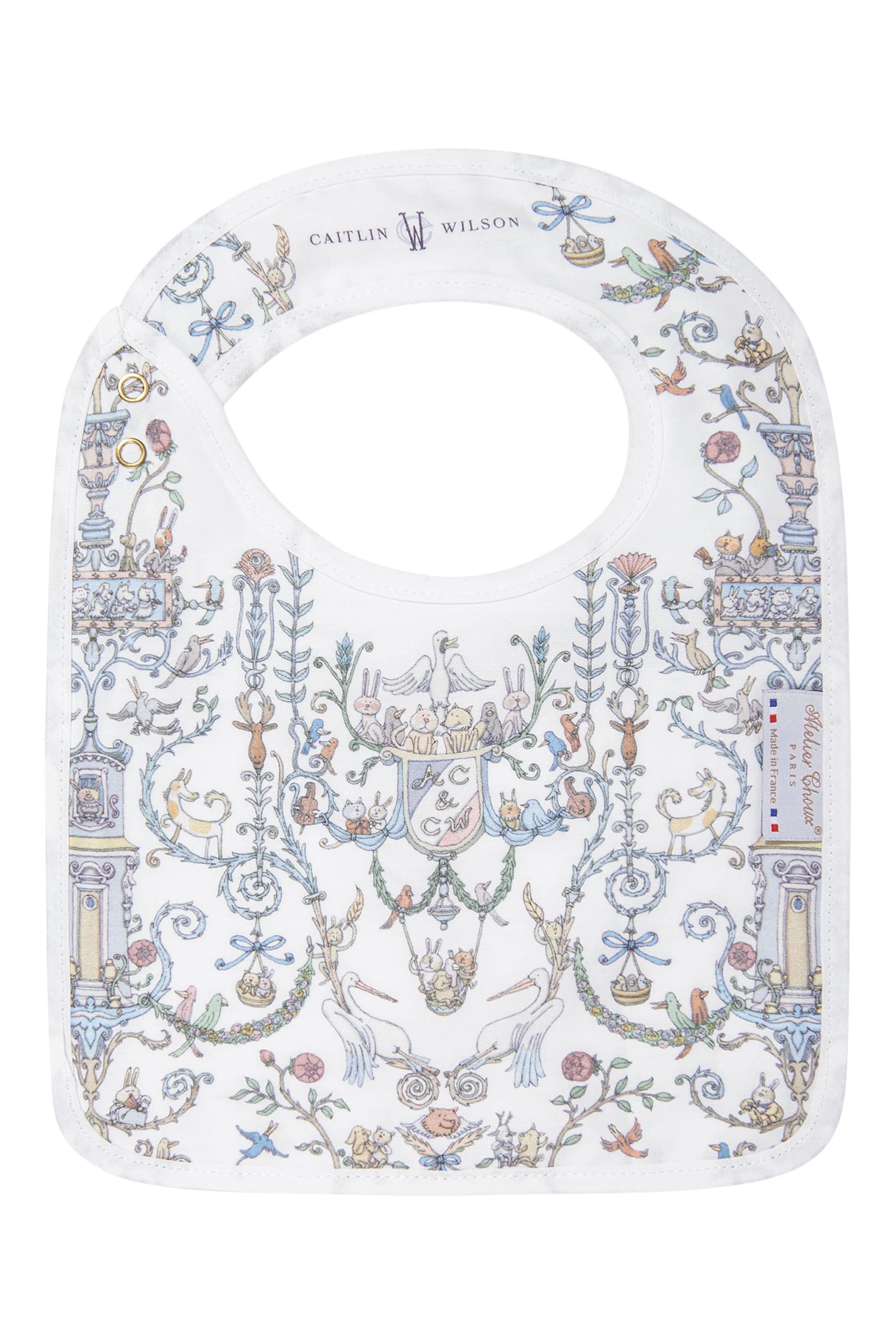 Kids Satin Bib - Toile de Jouy Blue &ndash; Atelier Choux & Caitlin Wilson