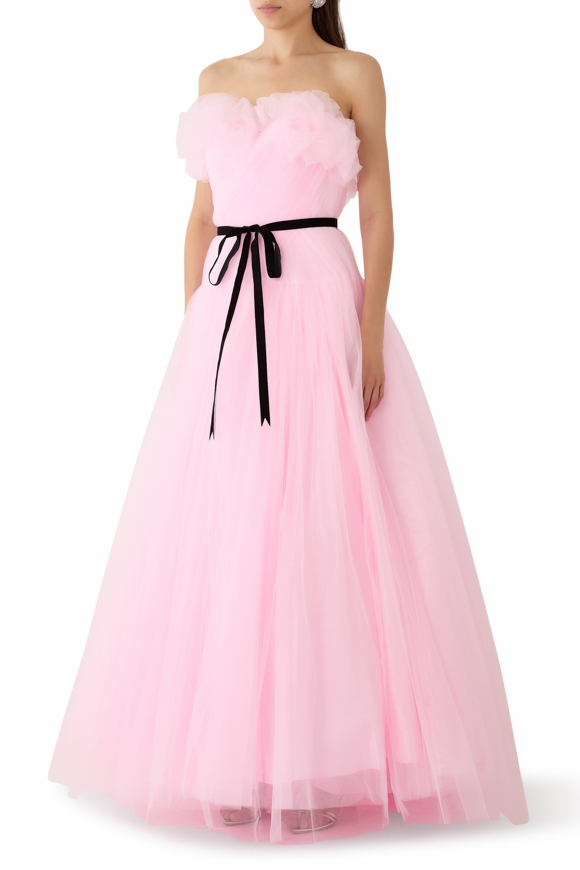 Ruffled Tulle Ball Gown