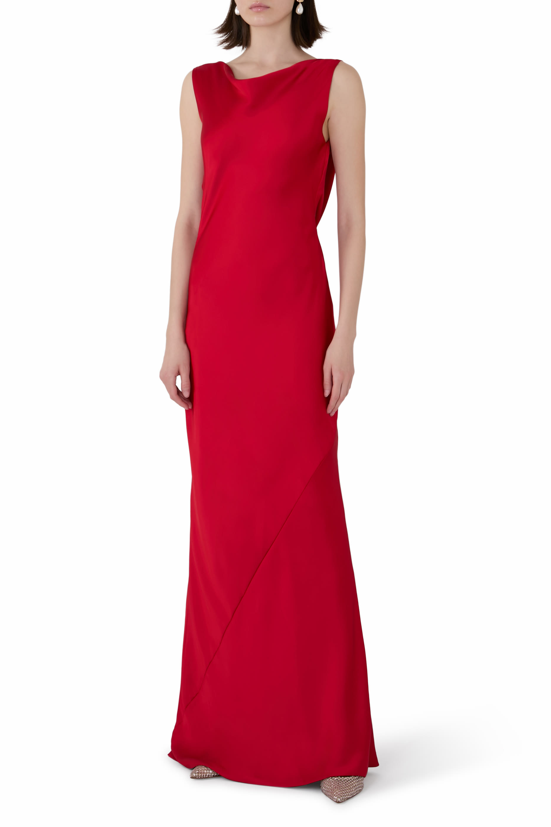 Sleeveless Low-Back Drape Gown