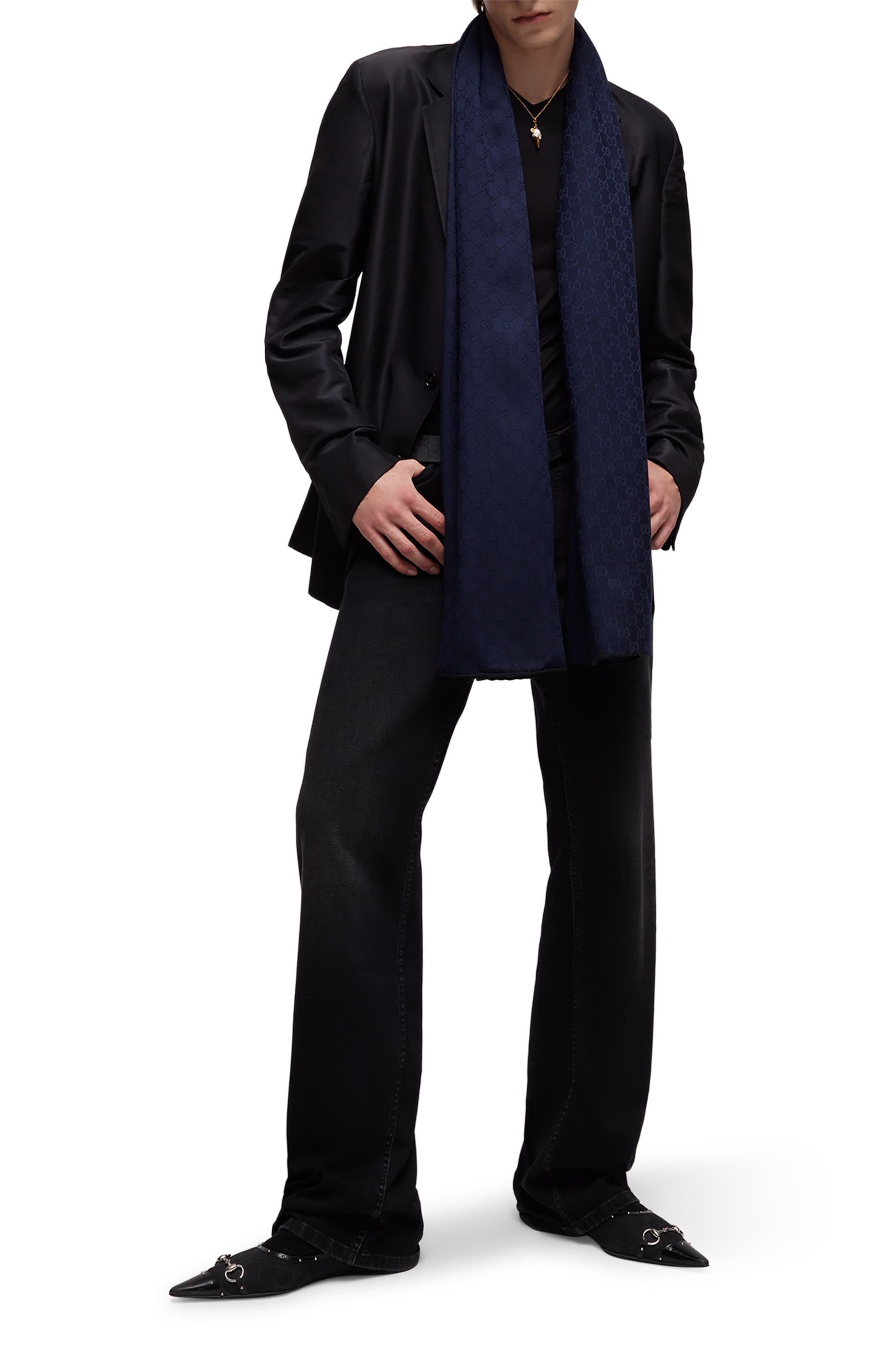 GG Wool Silk Jacquard Stole