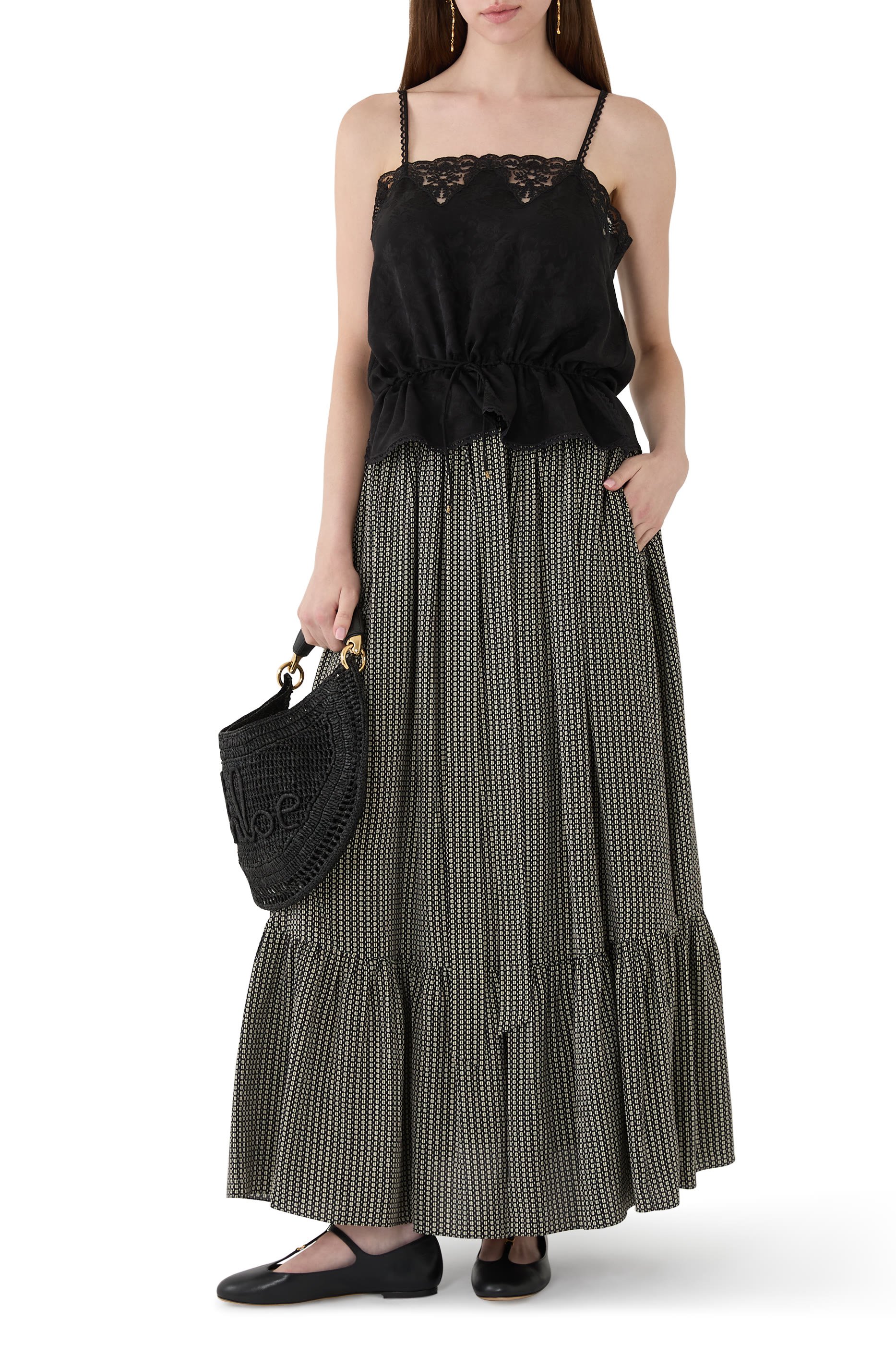 Gathered Midi Skirt