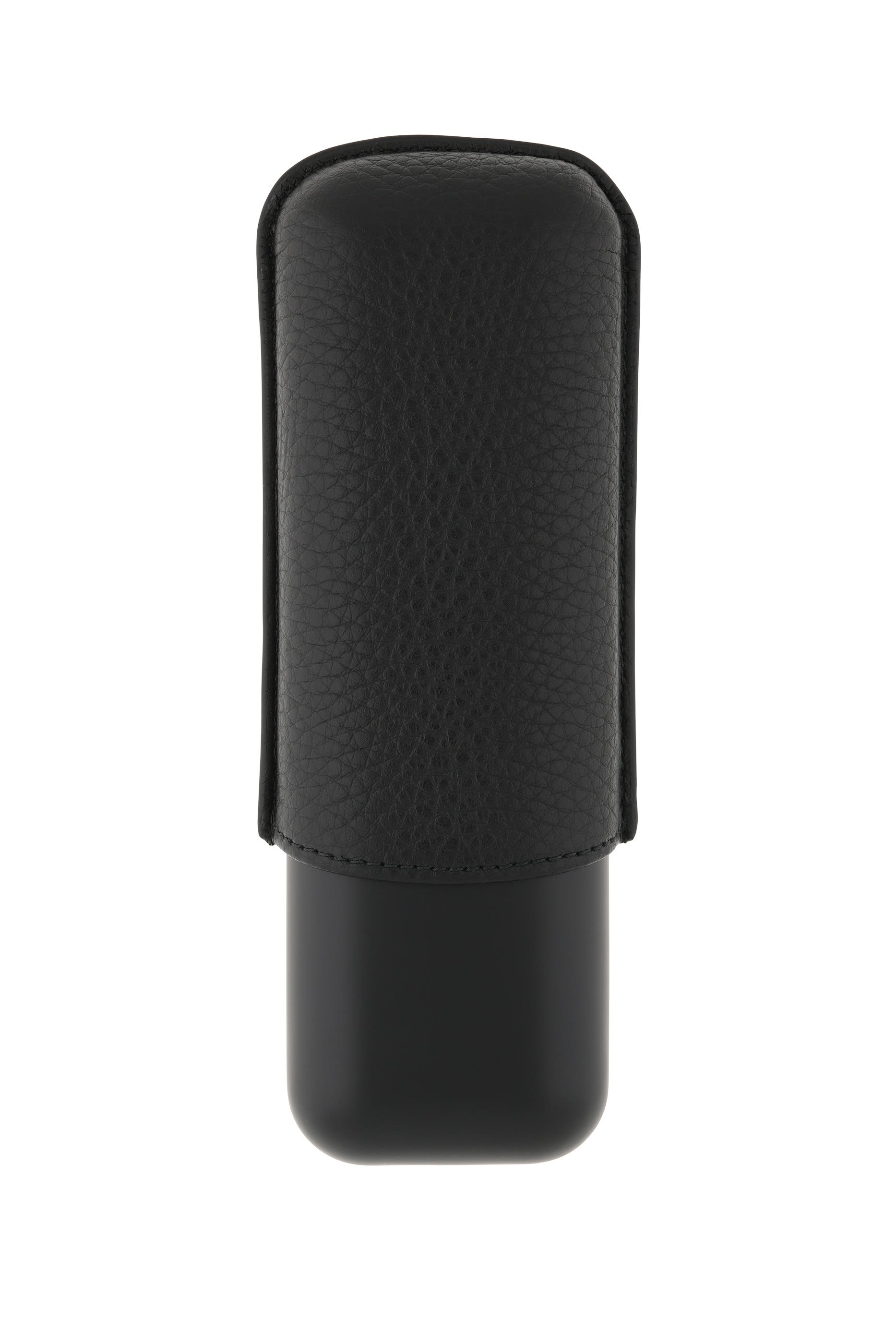 Double Cigar Case in Grained Leather & Metal