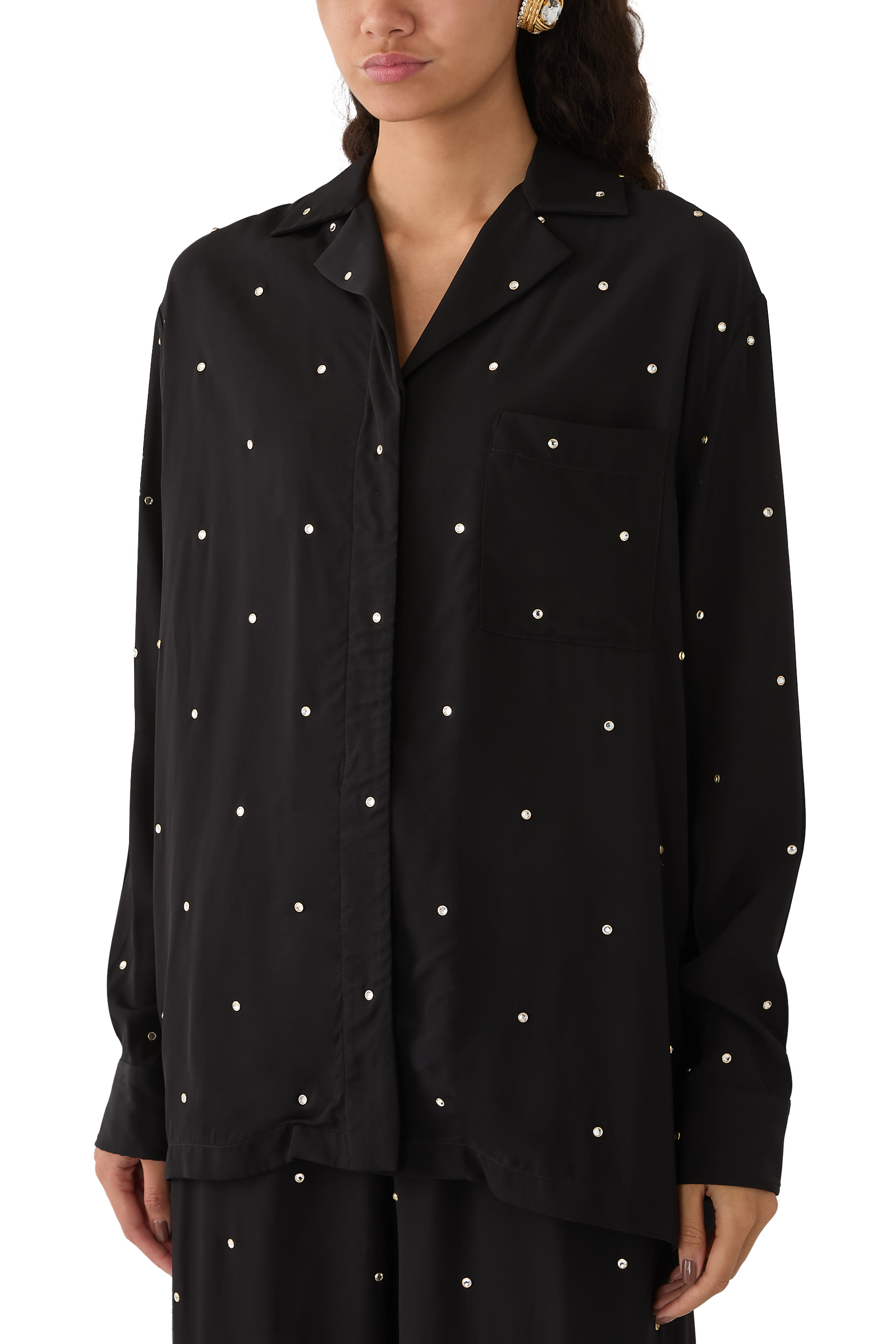 Lead-Free Crystal Oversized Shirt