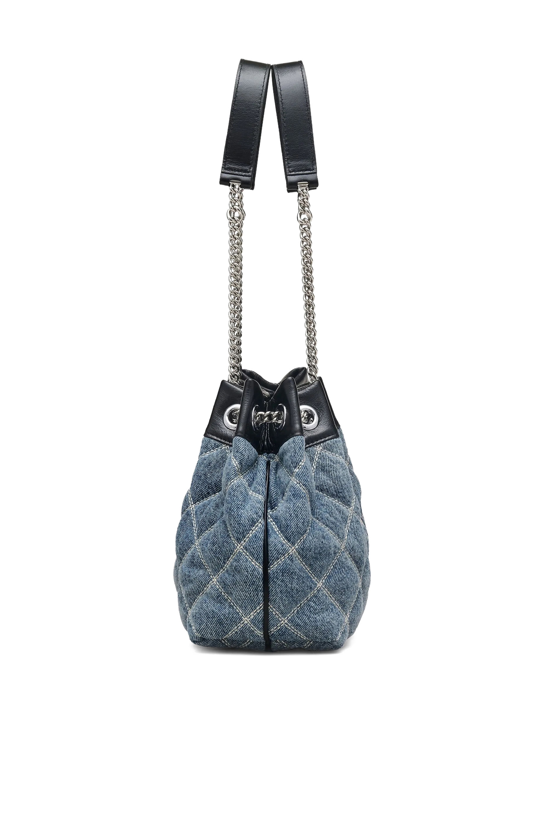 The Quilted Denim Chain Sack Bag