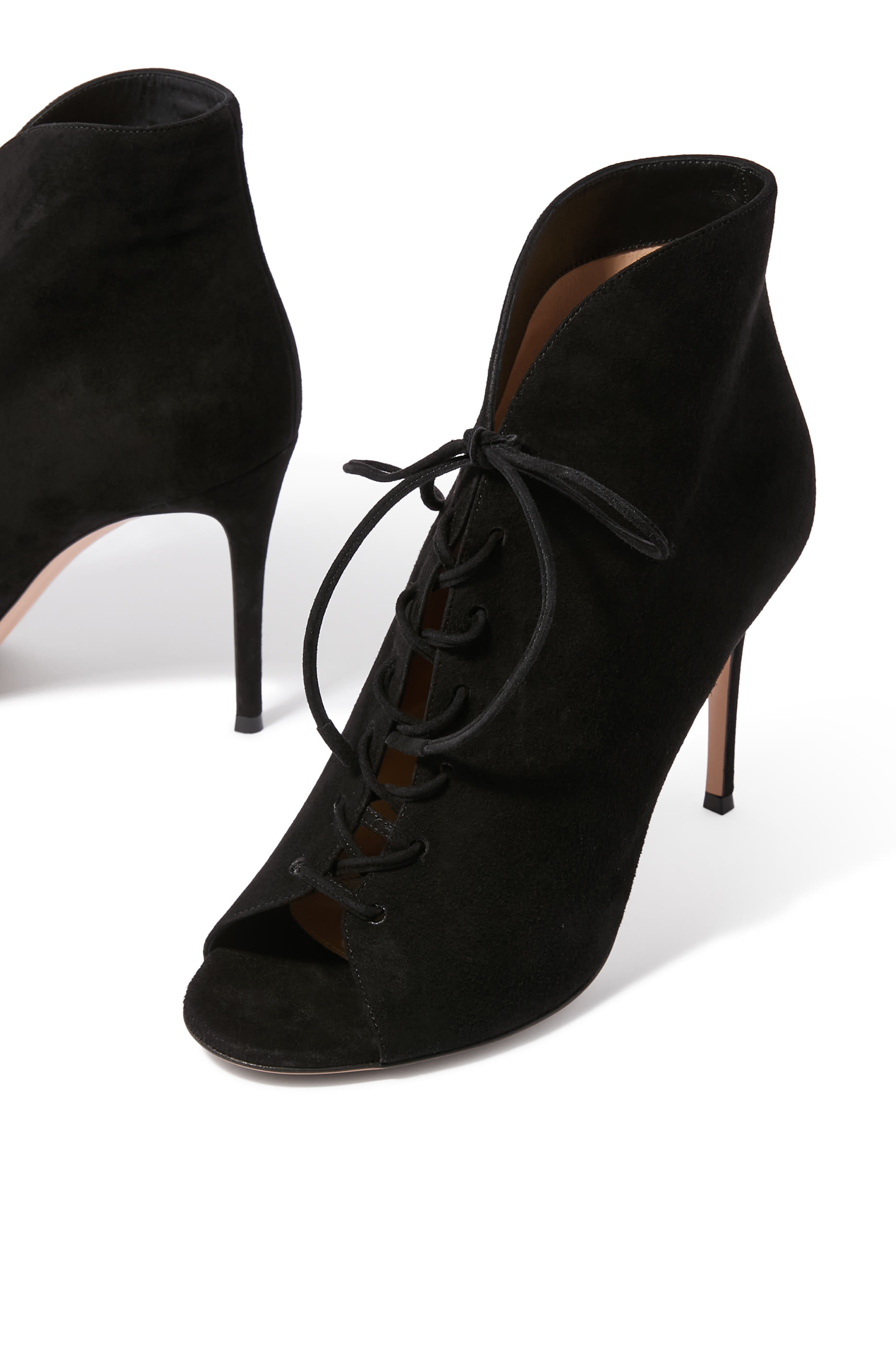 Lace-Up Open-Toe Booties