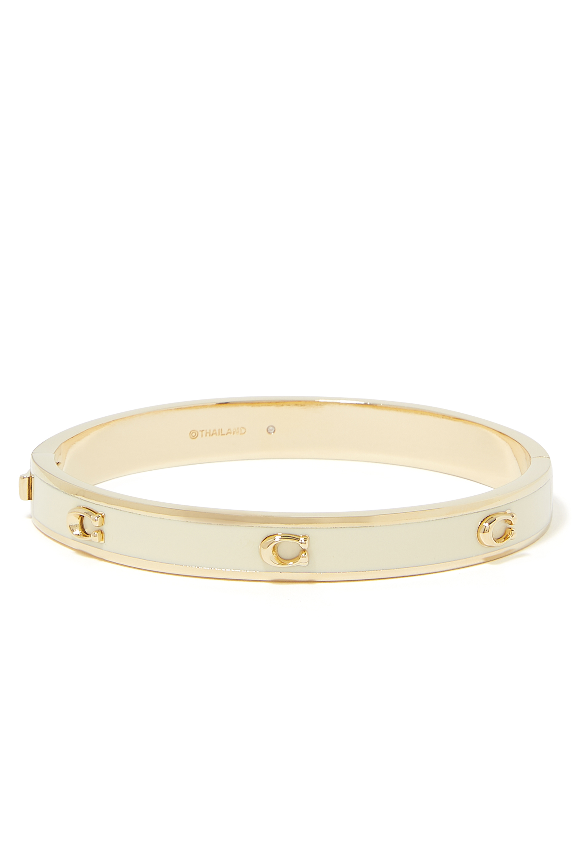 Pegged Signature C Enamel Hinged Bangle Bracelet