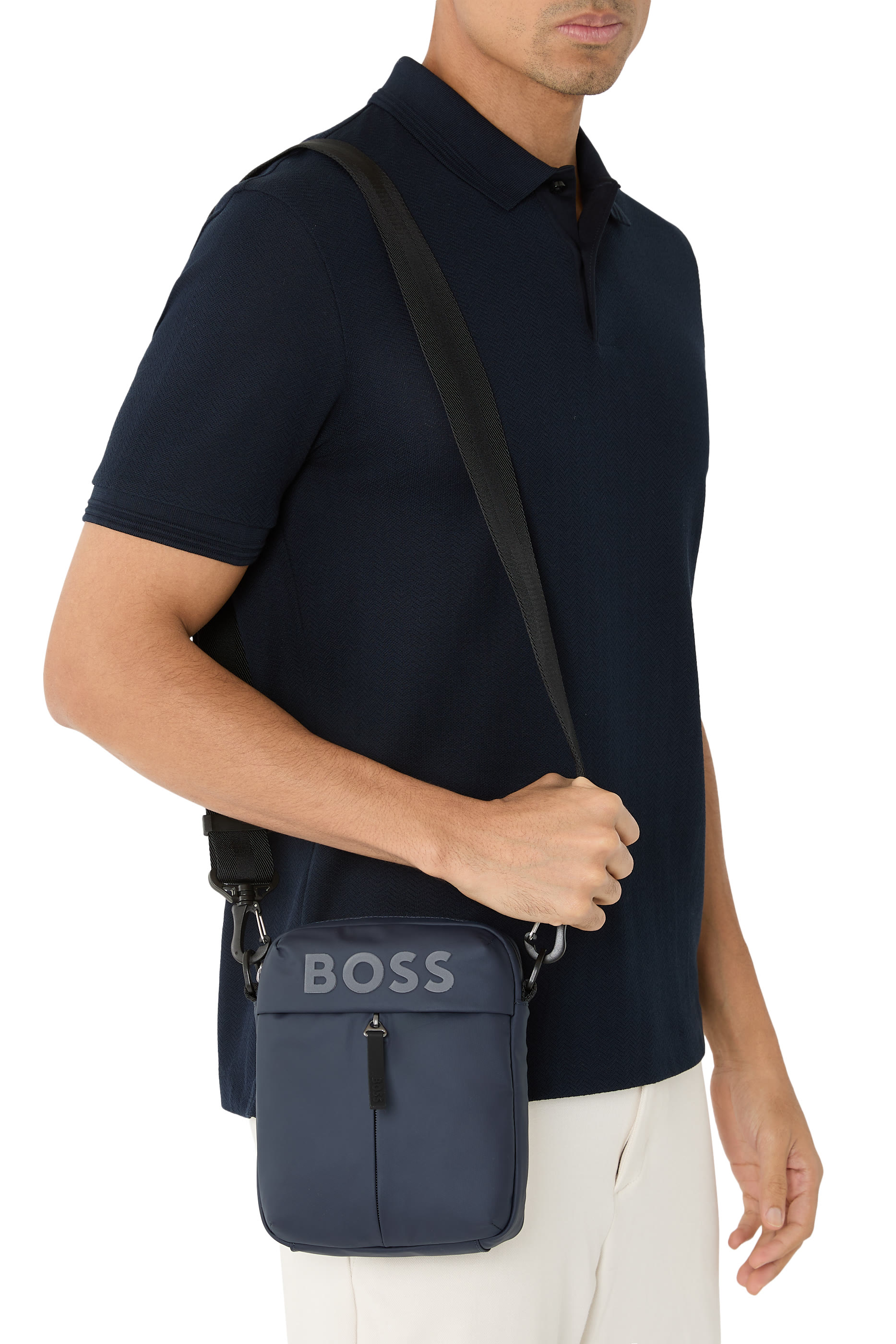 Tonal Logo Faux-Leather Reporter Bag