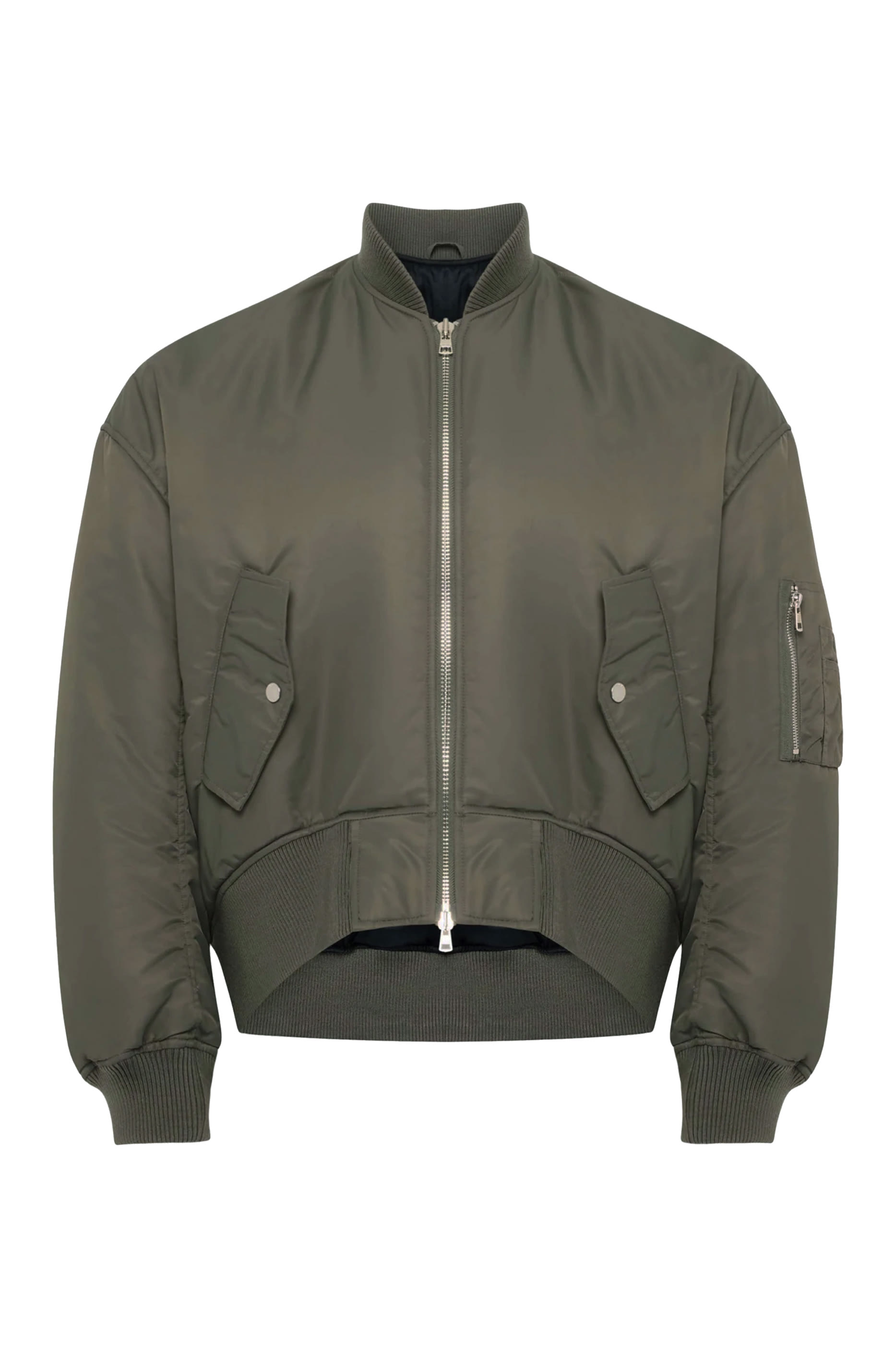 Oversized Curved Hem Bomber Jacket