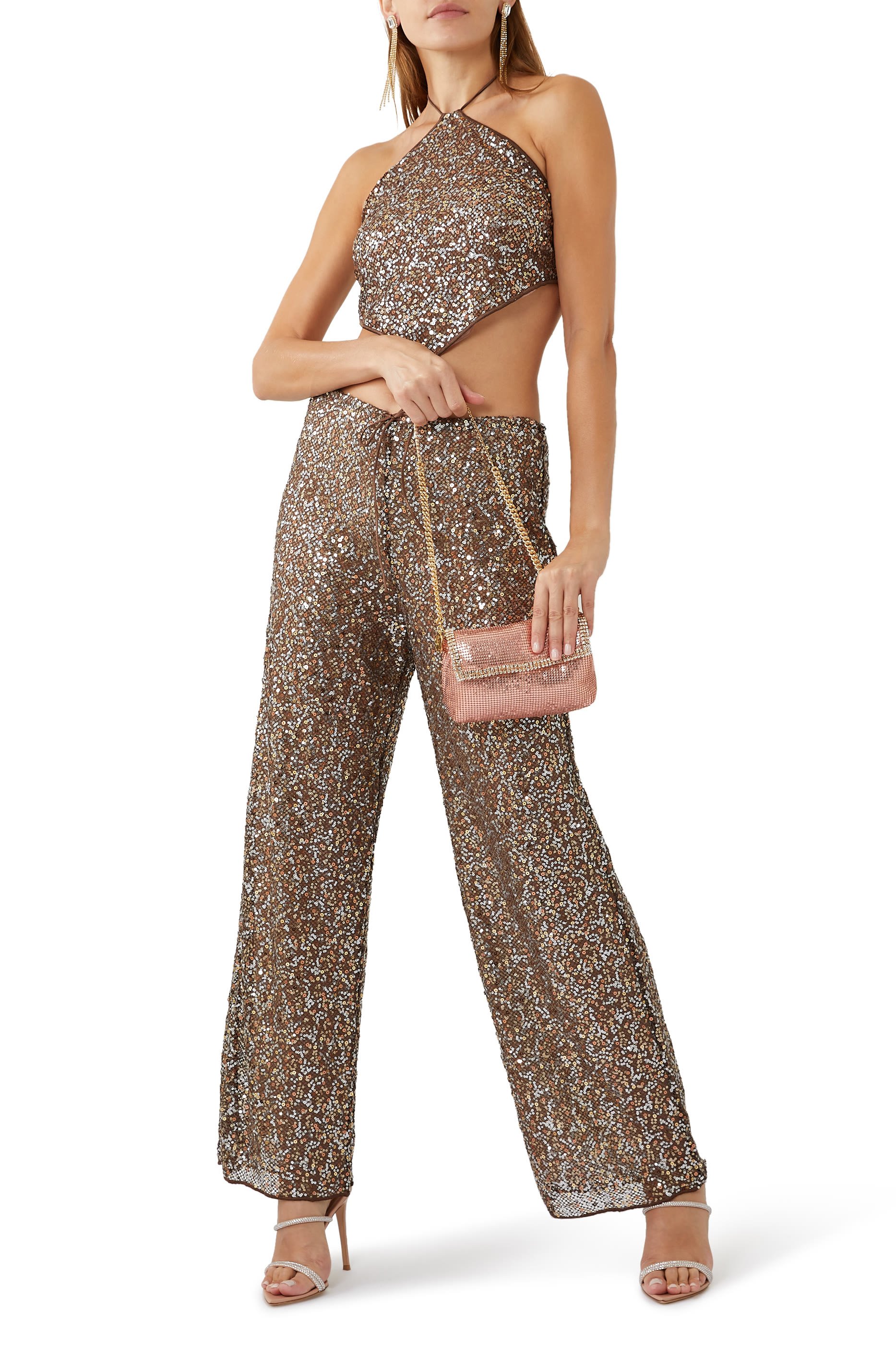 Cannes 105 Double Strap Strass Leather Open Toe Mules