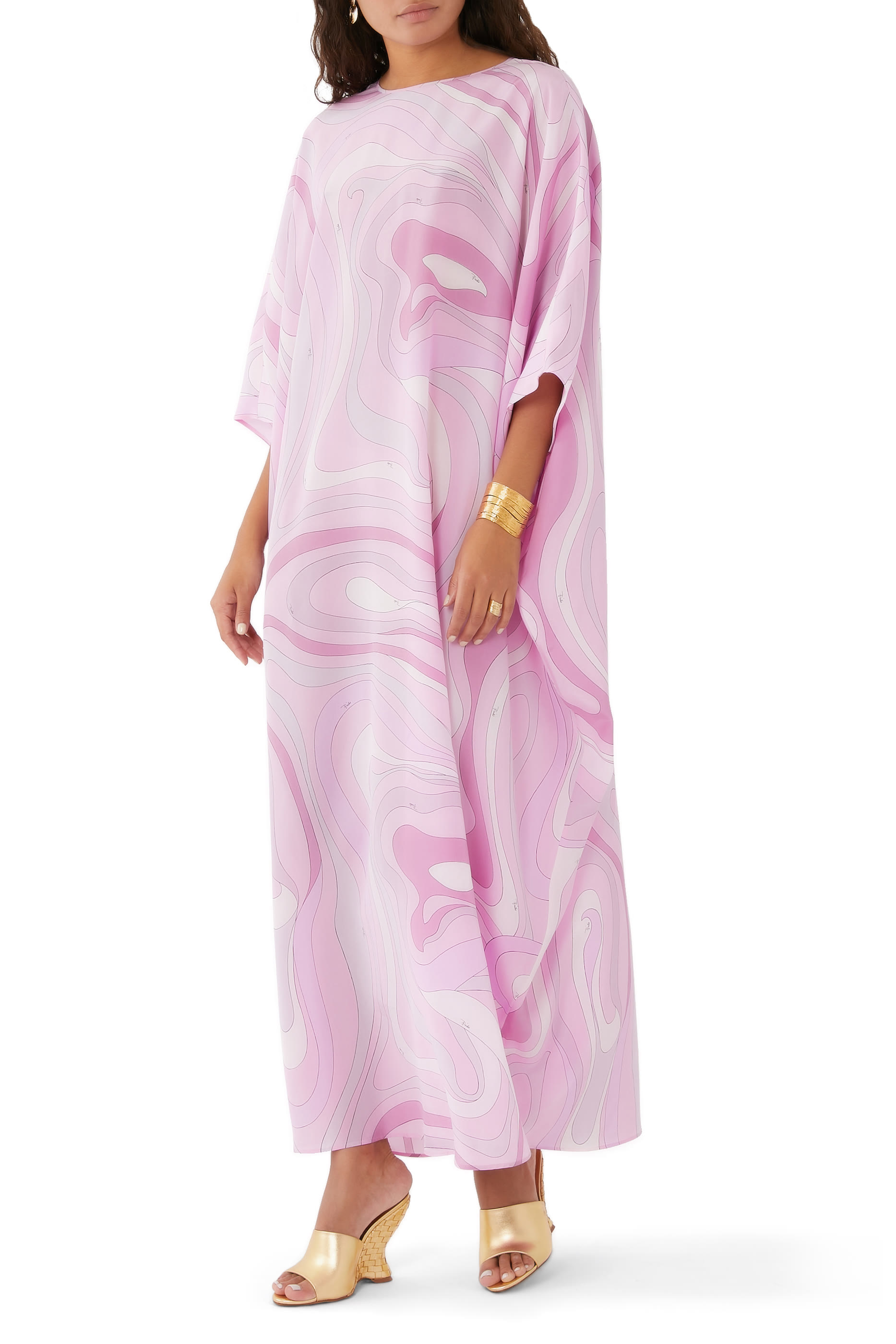 Marmo-Print Crepe Kaftan