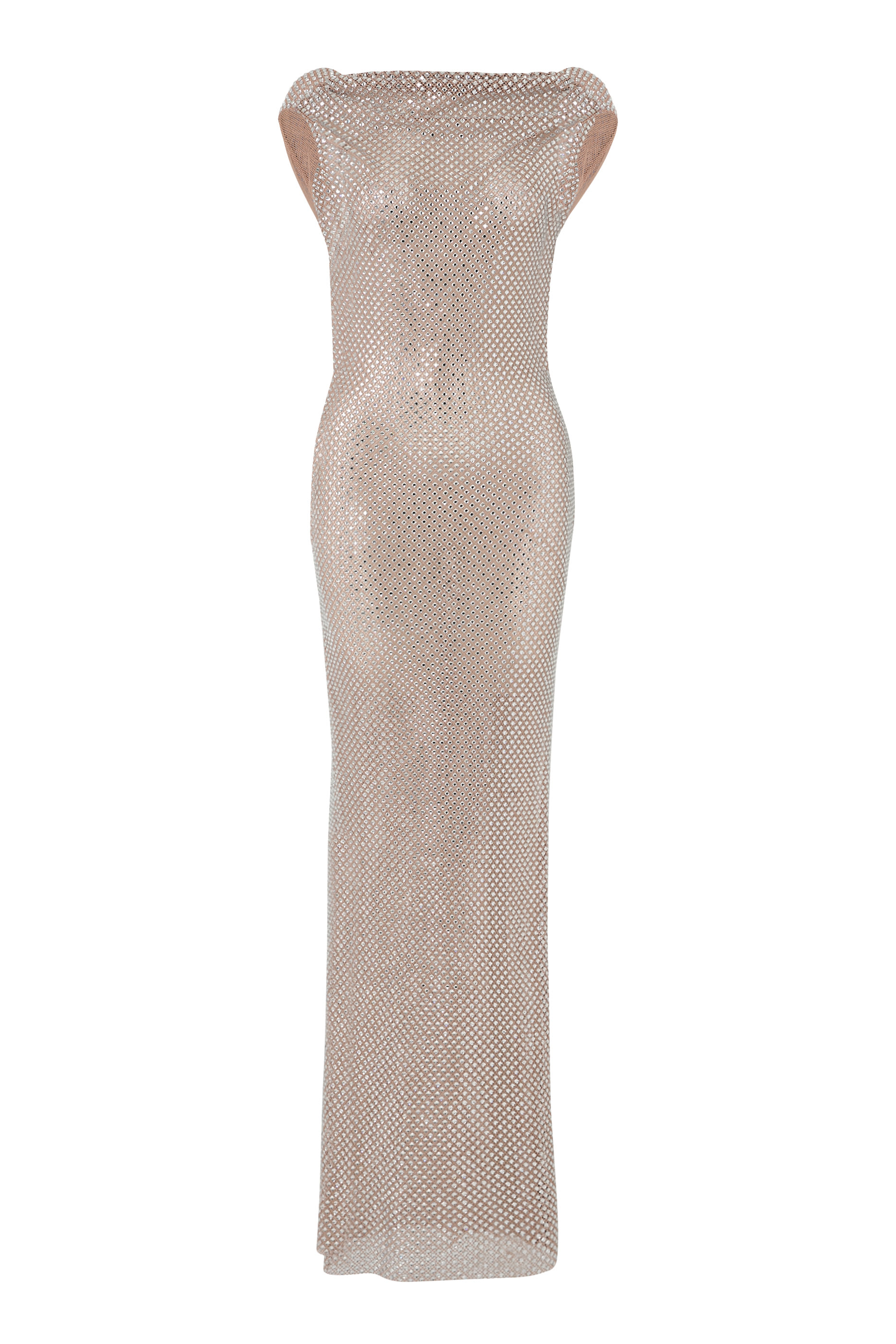  Rhinestone Drape Maxi Dress