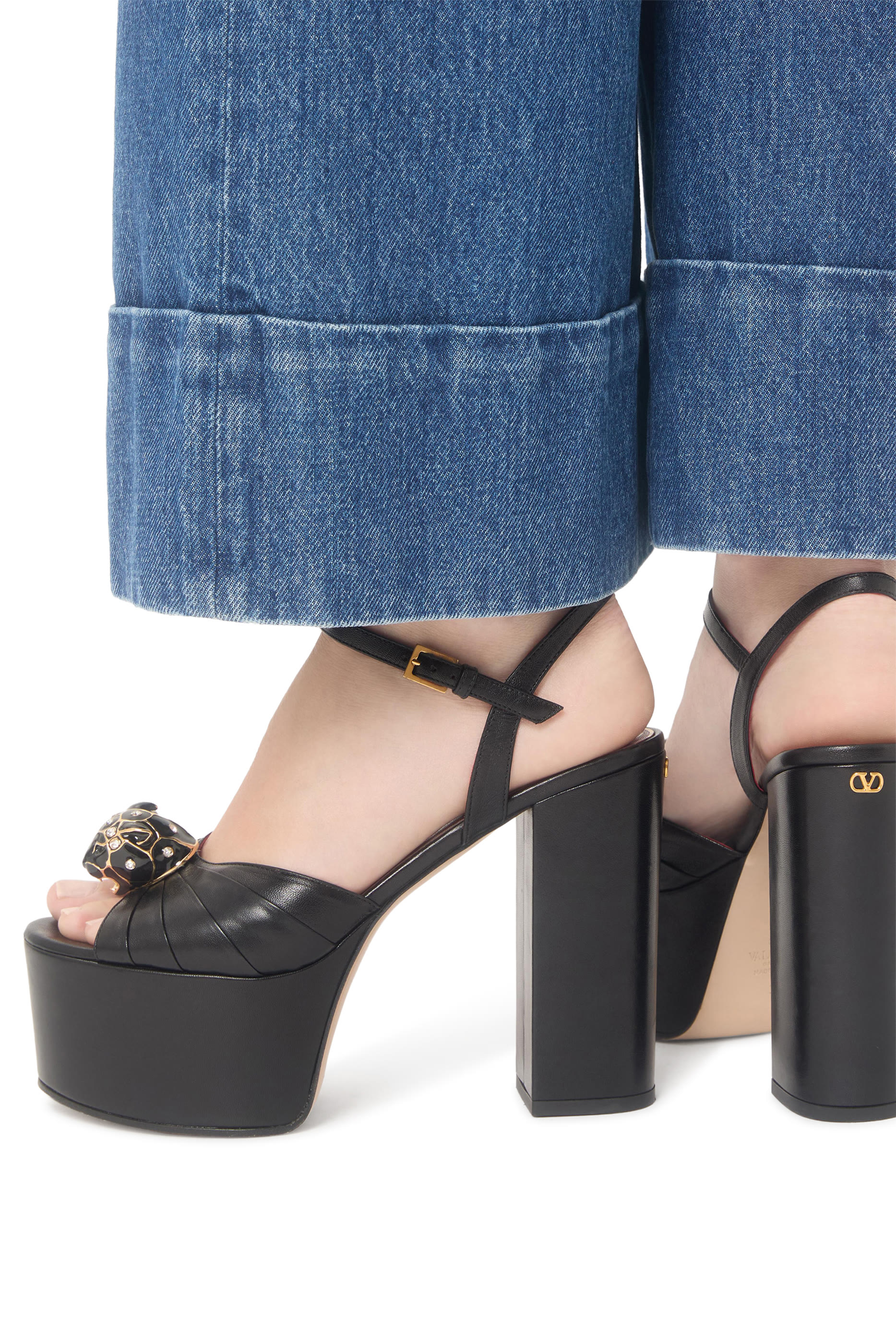 Panthea 125 Platform Sandals in Kidskin Leather 