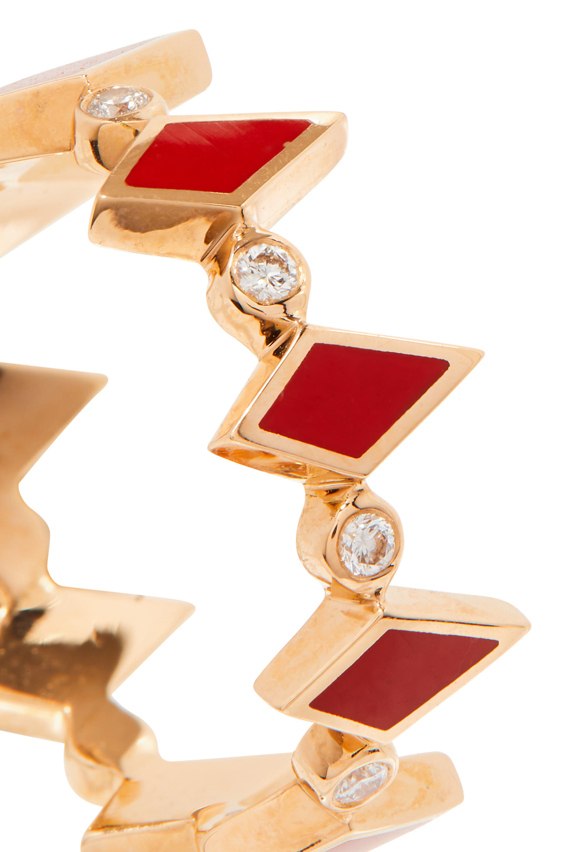 Mosaic Ring, 18k Pink Gold with Red Enamel & Diamonds