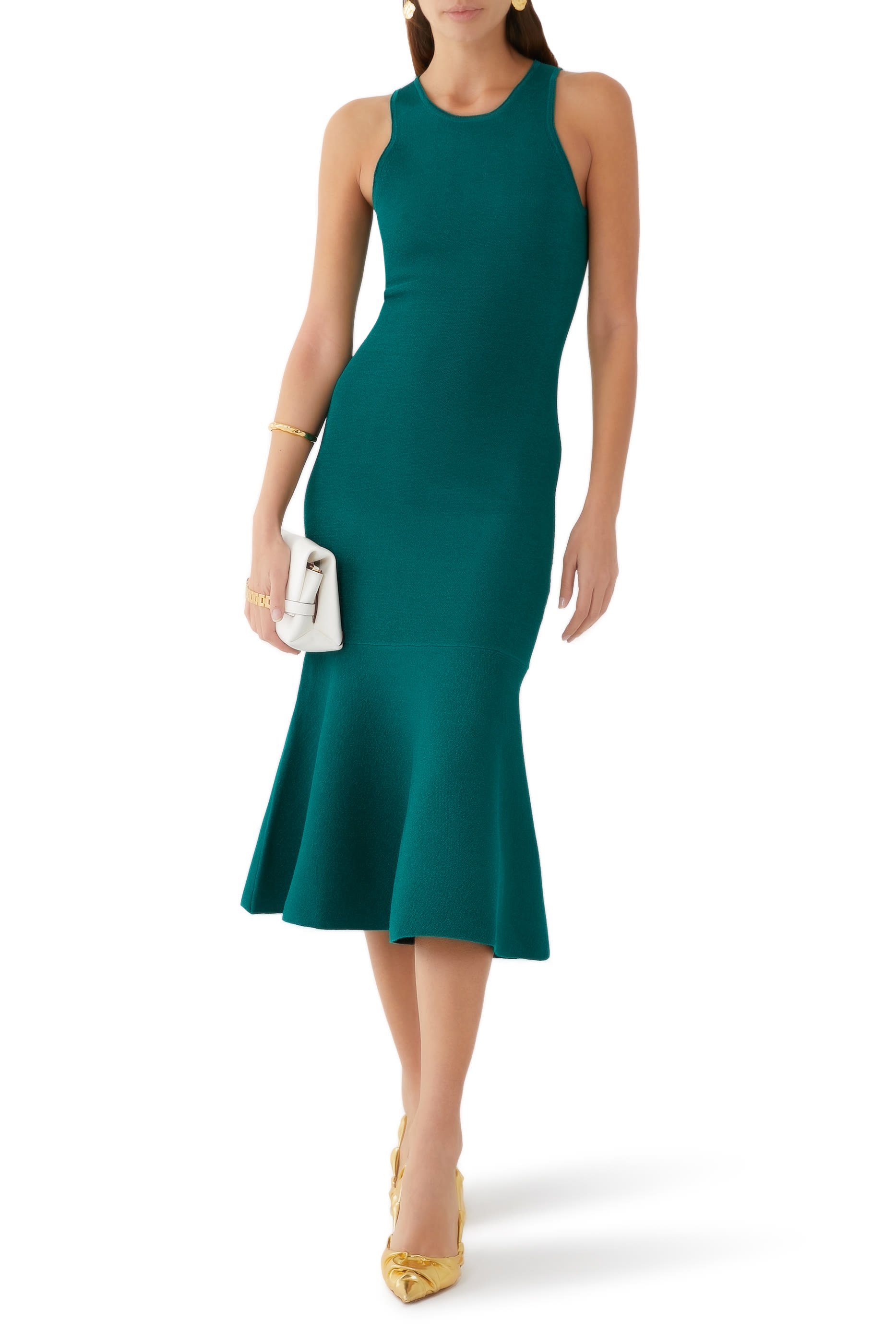 Fluted Lurex Midi Dress