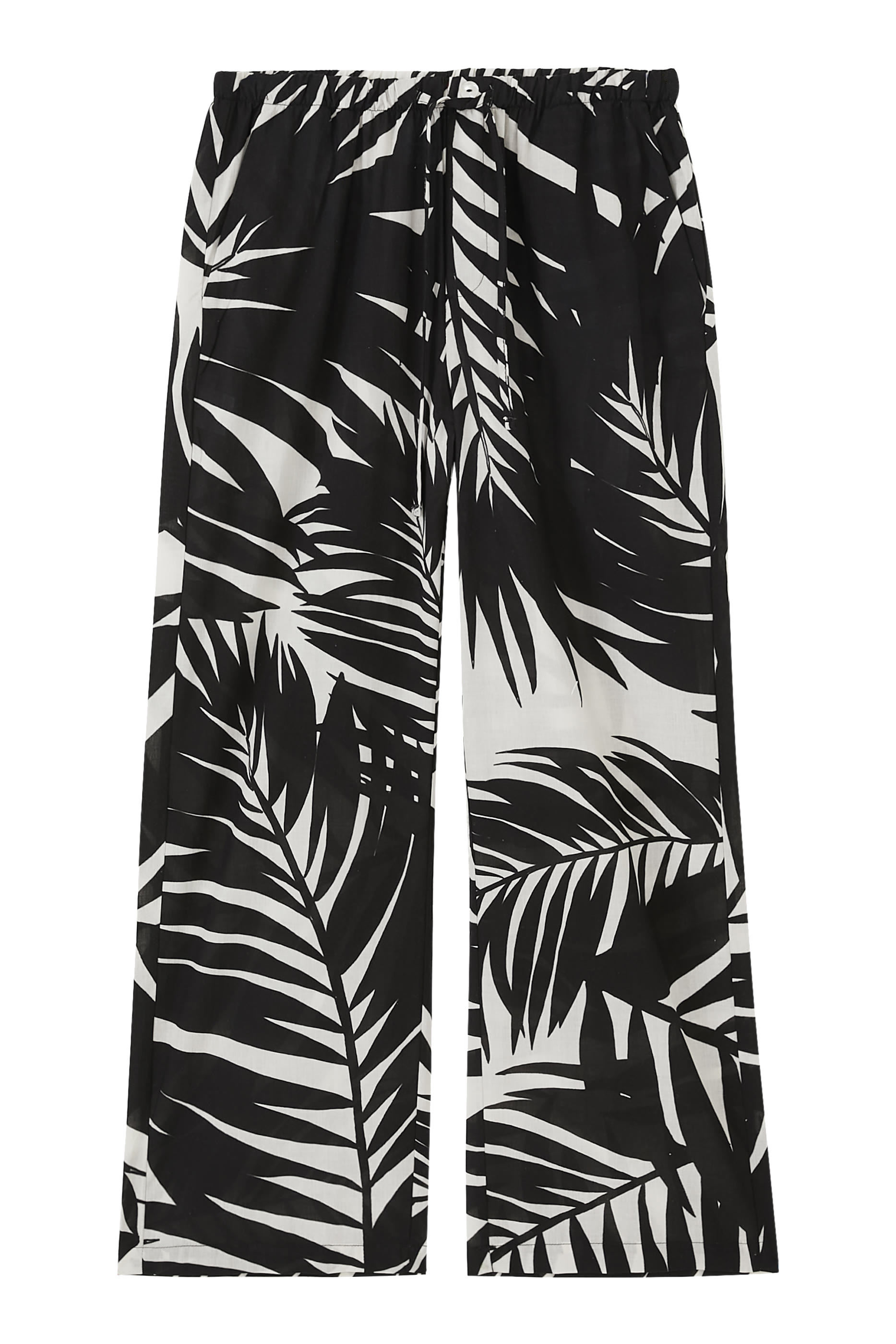 Palm Print Wide Leg Trousers