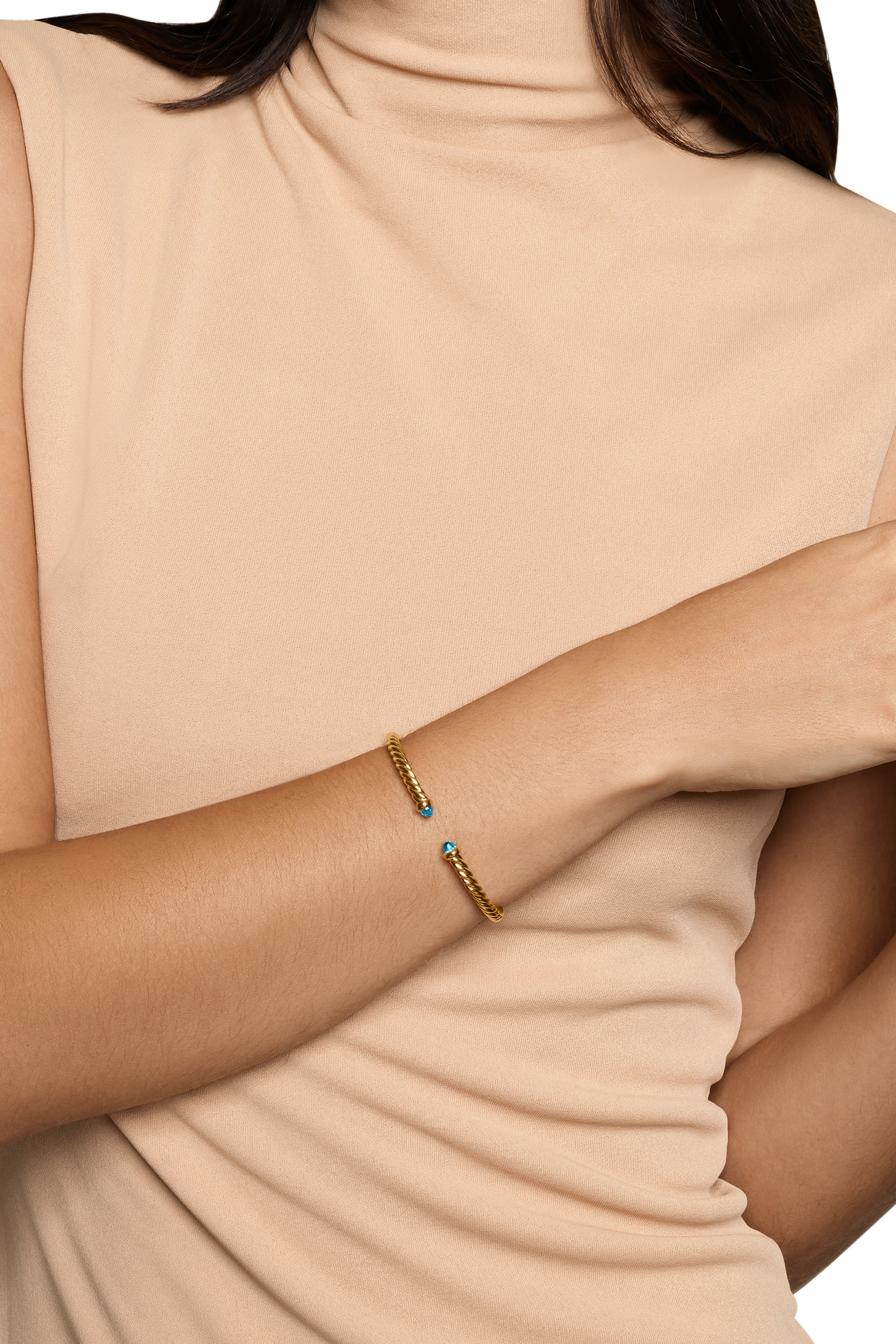 Cablespira® Flex Bracelet, 18k Yellow Gold & Blue Topaz