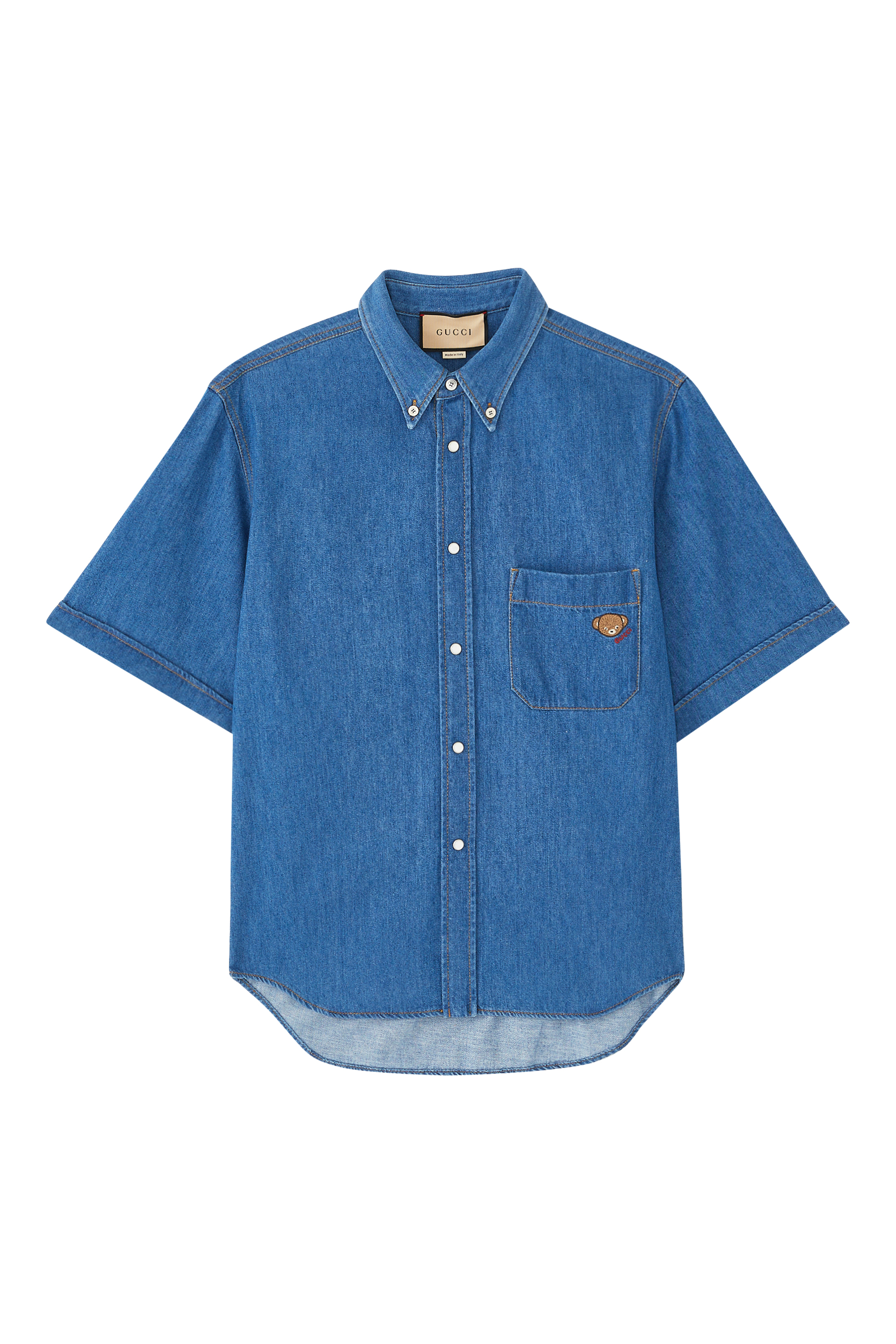 Bear Embroidery Denim Shirt