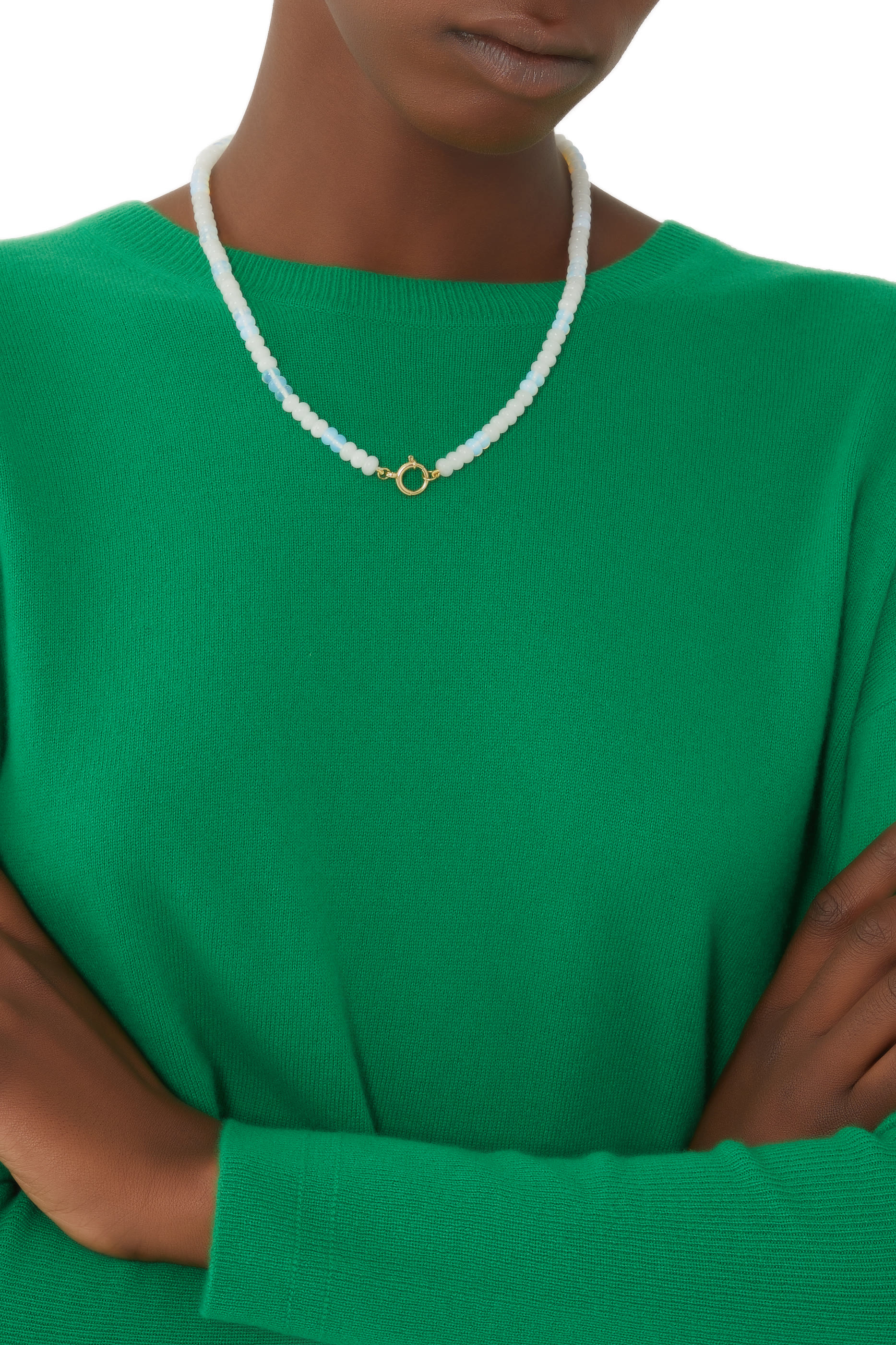 Opal Beaded Necklace, 18k Yellow Gold & Opals