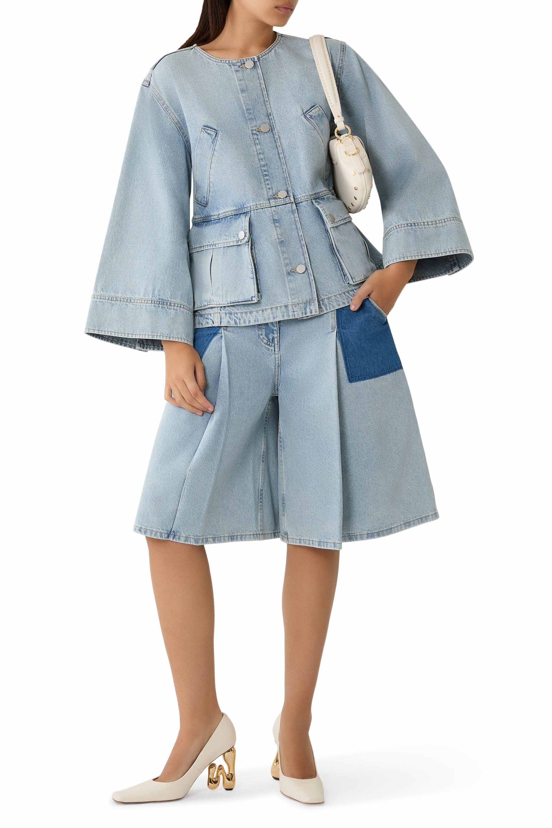 Ghost Patch Denim Bermuda Shorts