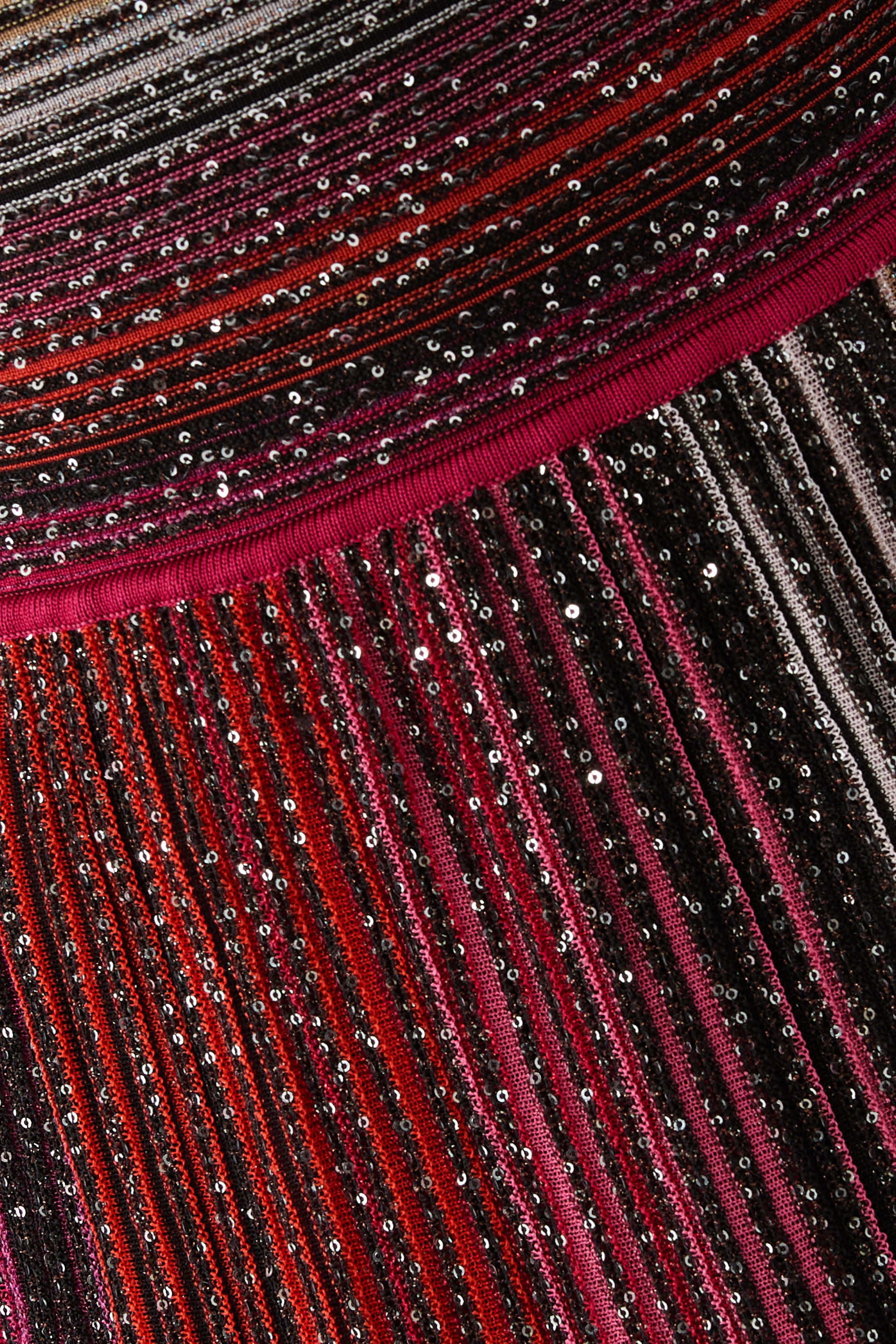 Partialized Knit Sequins V-Neck Maxi Dress