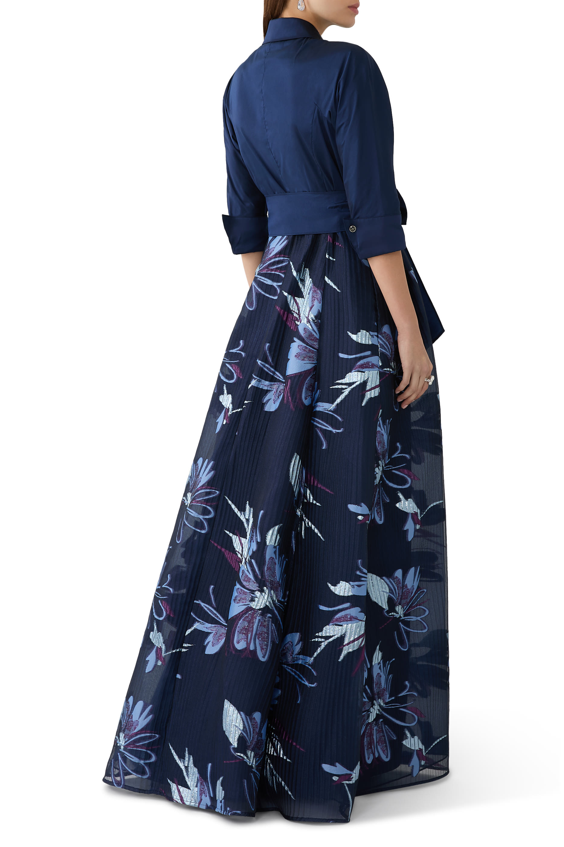  Taffeta Textured Floral Organza Gown