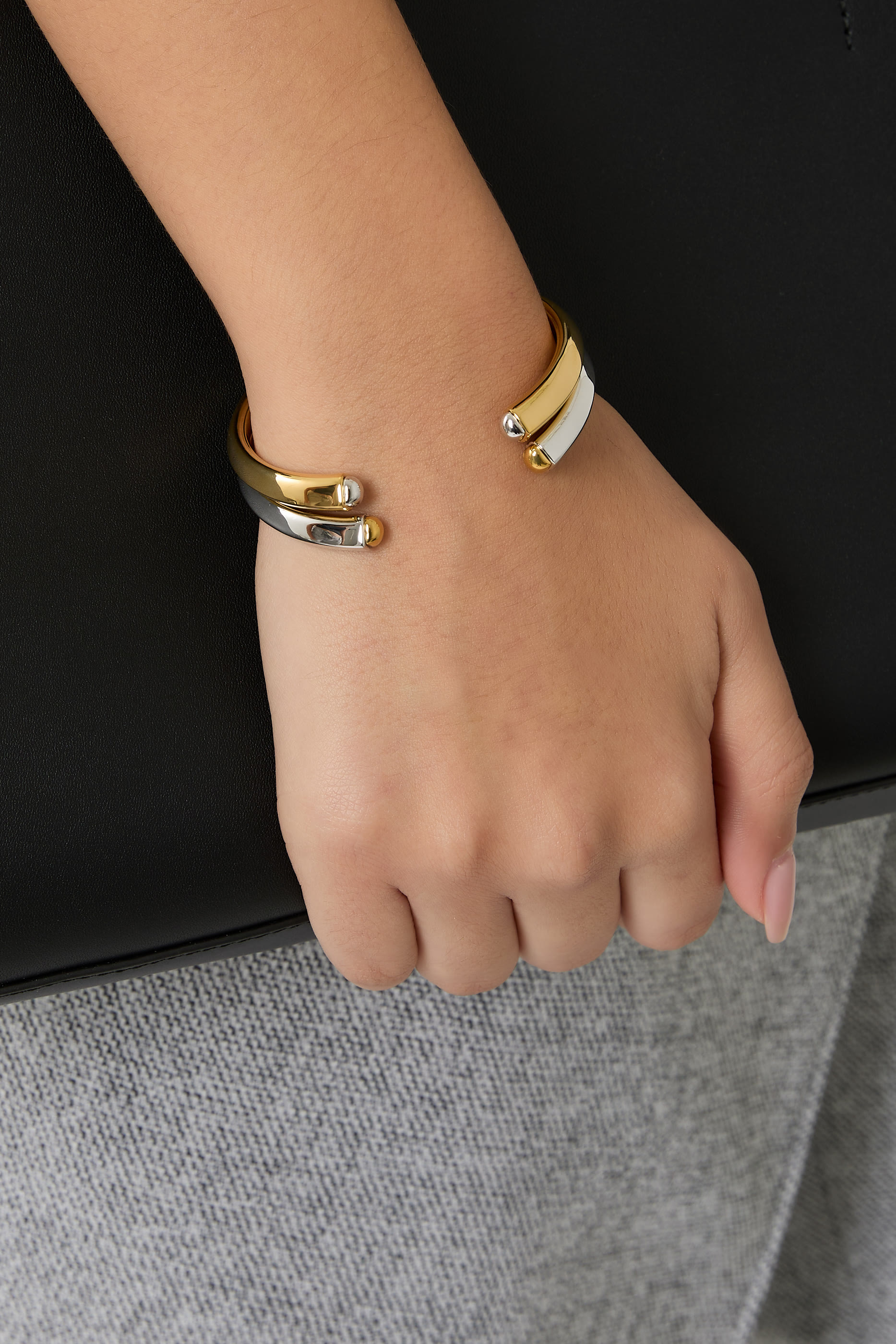 Sculpted Spade Cuff, Plated Metal