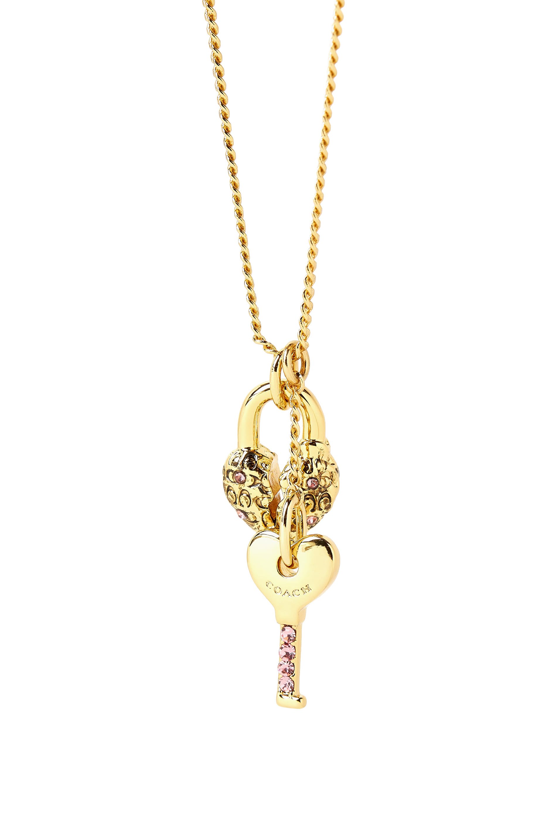 Heart Padlock & Key Short Pendant Necklace