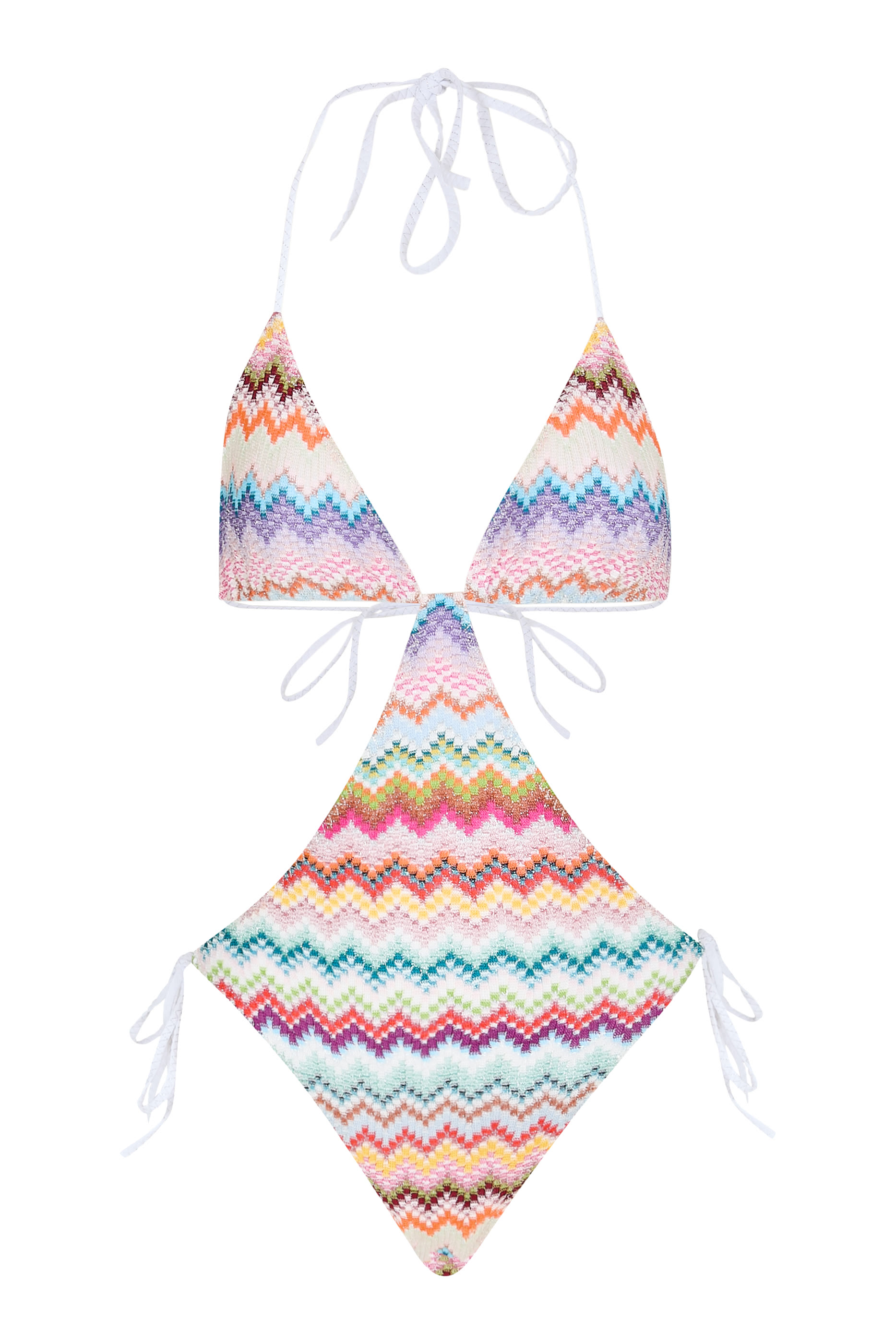 Lam&eacute; Viscose Trikini with Pixel-Effect Zigzag Pattern  