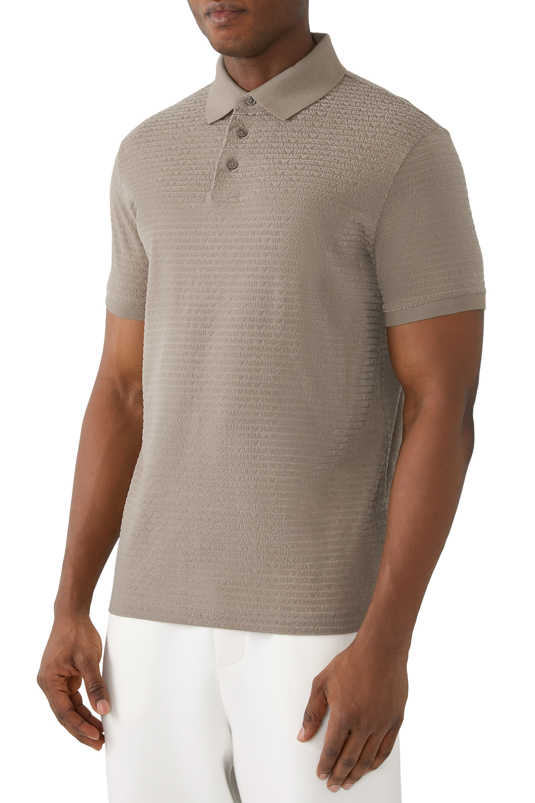 All-Over Jacquard Lettering Jersey Polo Shirt