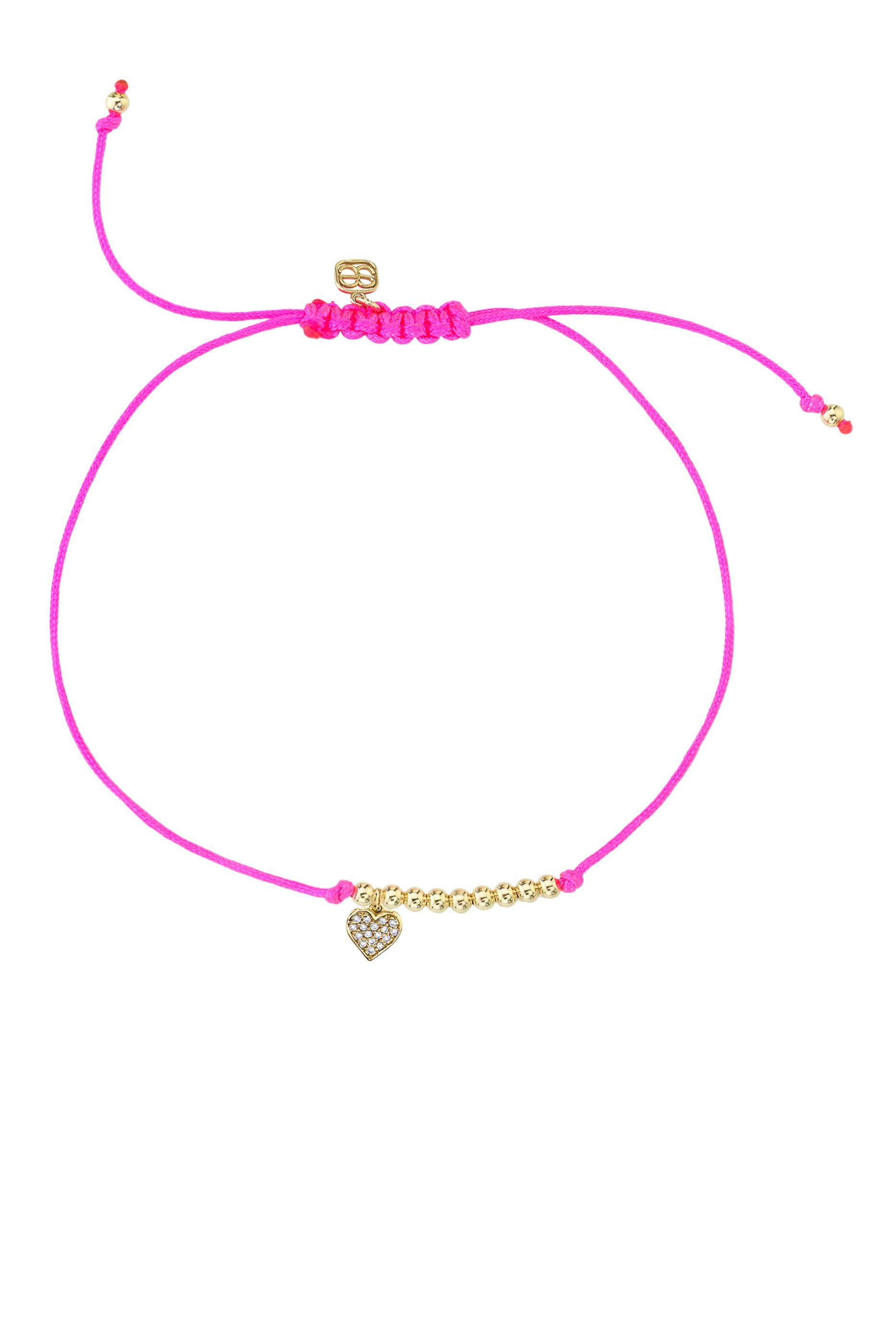 Kids Heart Cord Bracelet, 14k Yellow Gold & Diamonds