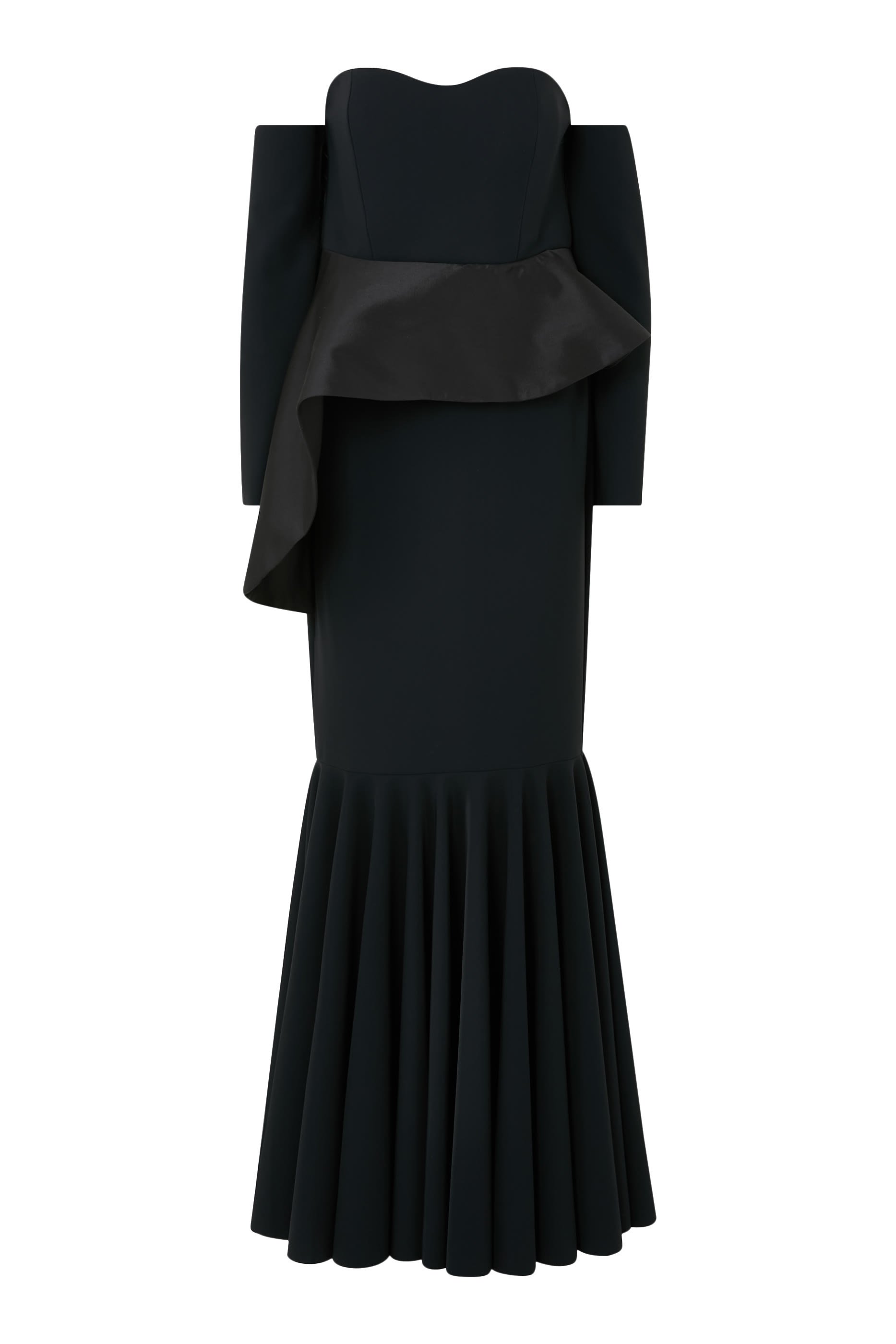 Strapless Gown with Sleeve Cape 