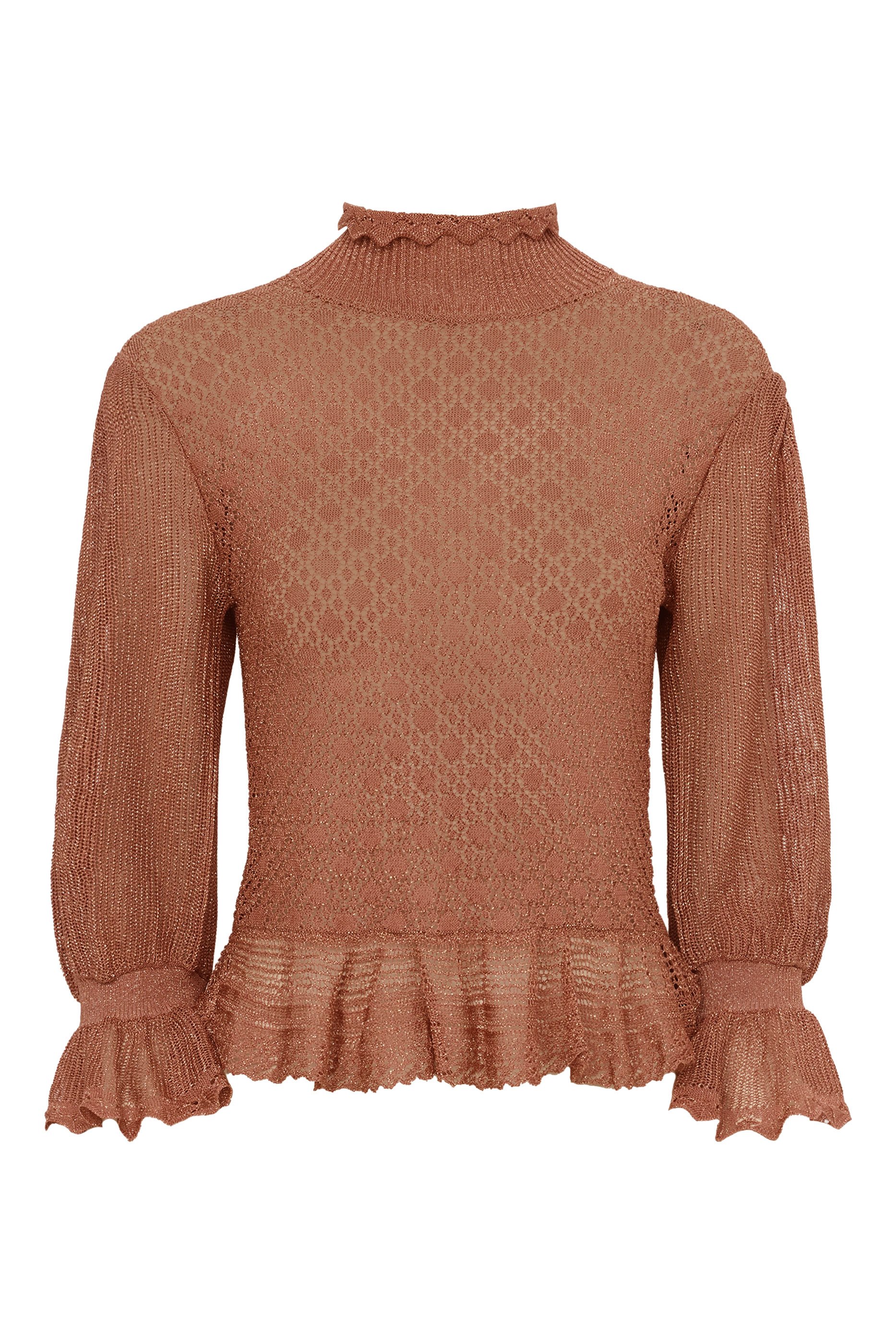  Ruffled Puff-Sleeve Jumper