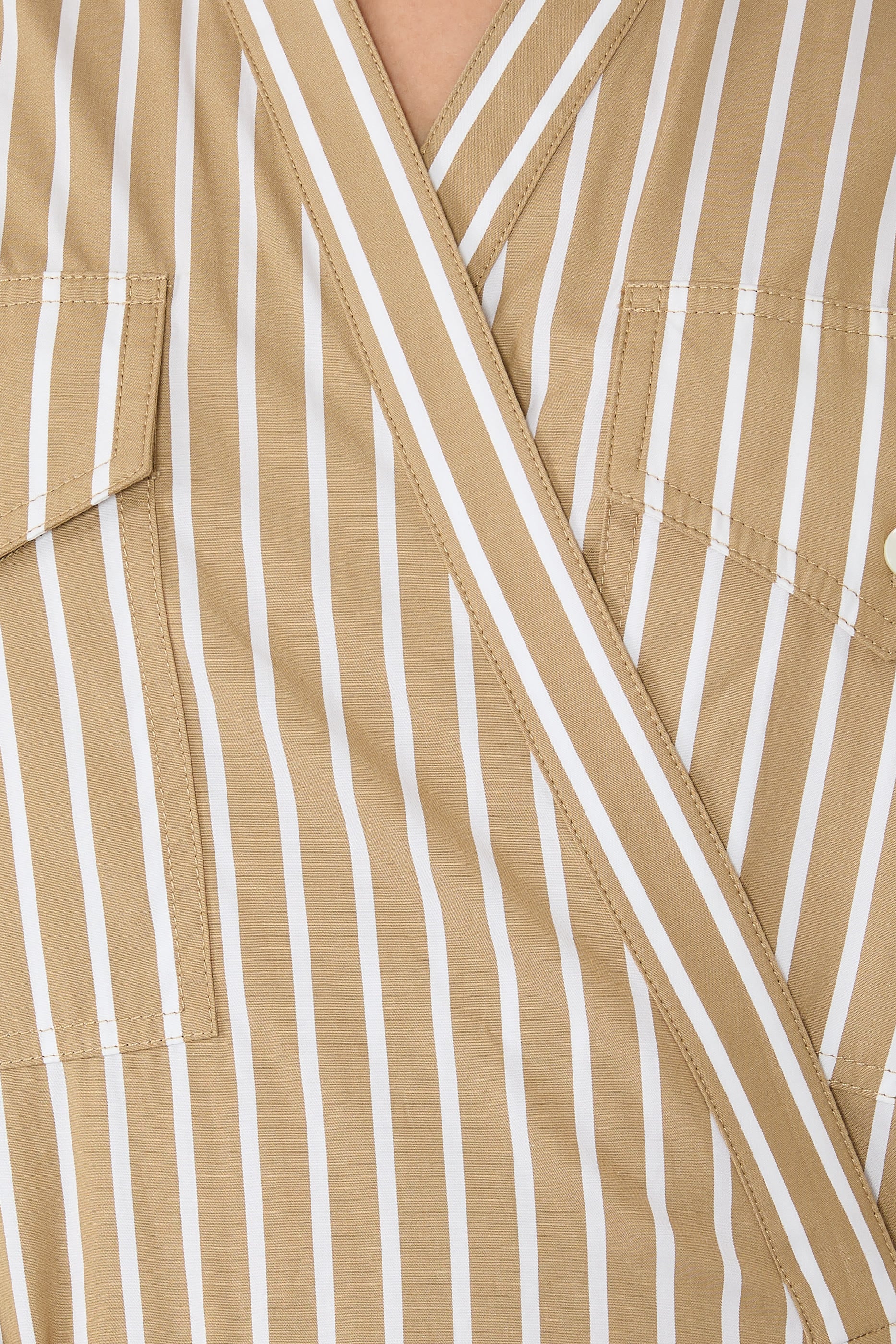 Stripe Poplin Wrap Shirt Dress 