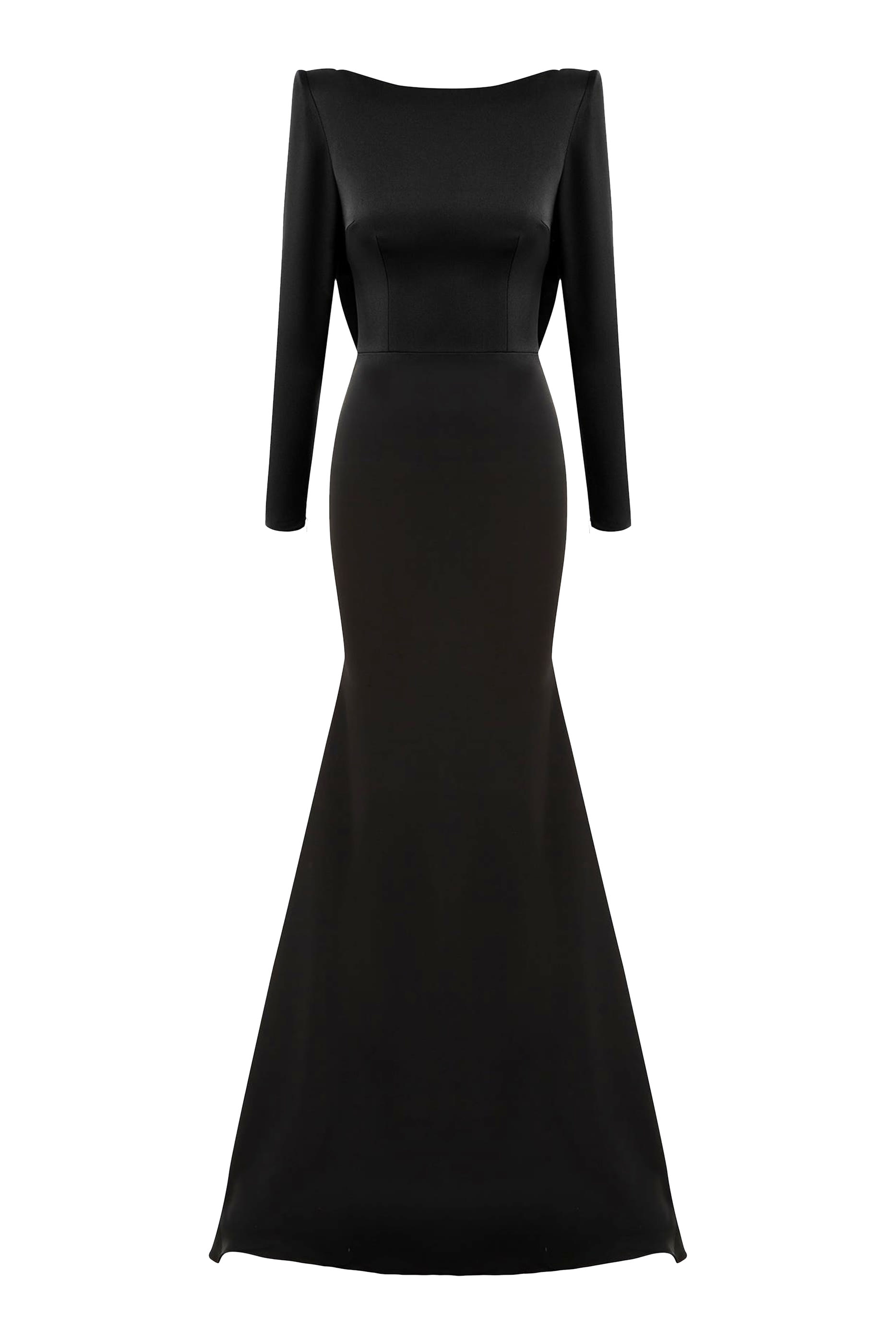 Long Sleeve Open Back Drape Gown