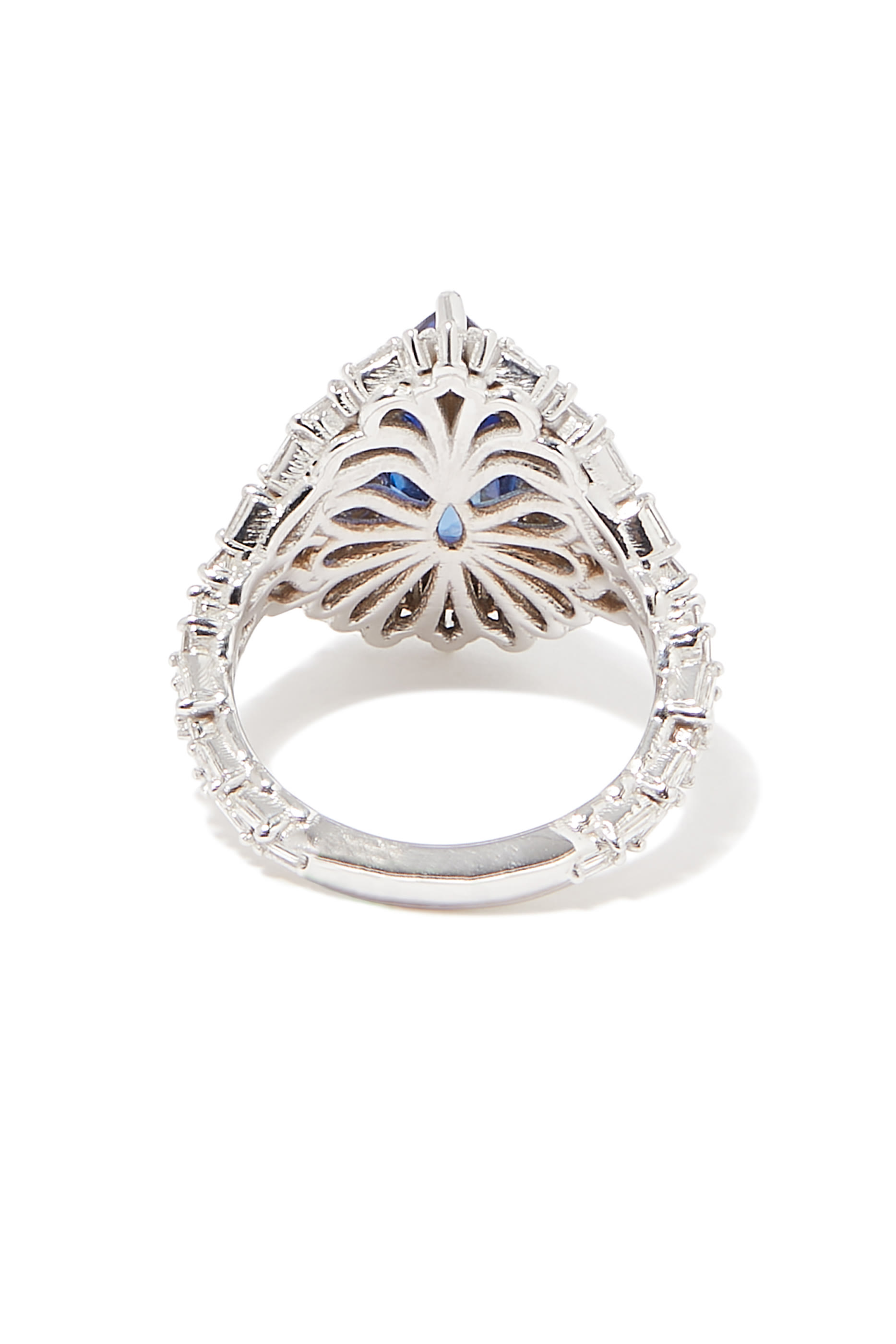 Cylonsapphire Baguette Ring, 18k White Gold & Diamond