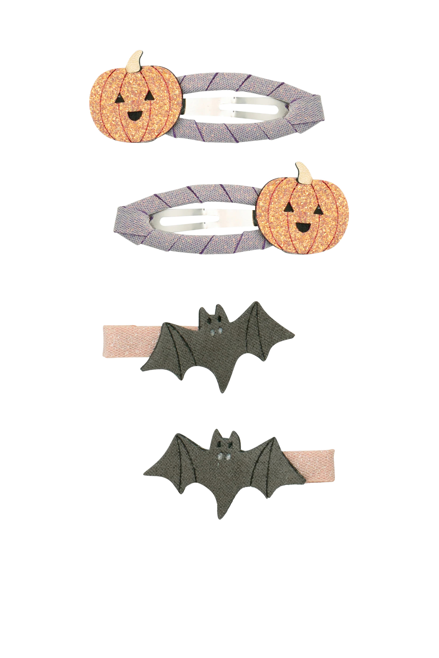 Kids Pumpkin & Bat Clip Set