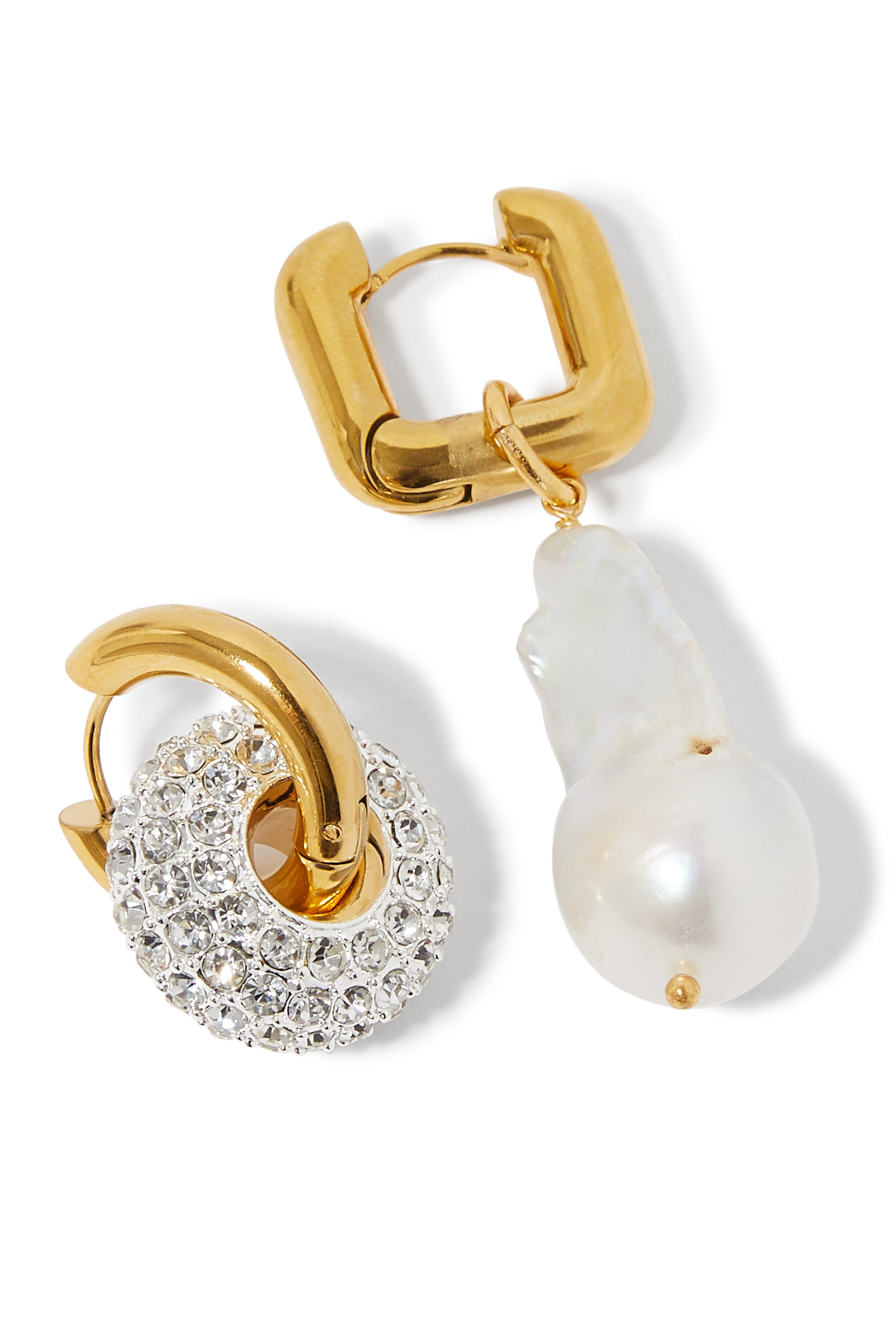 Pearl and Round Strass Earrings