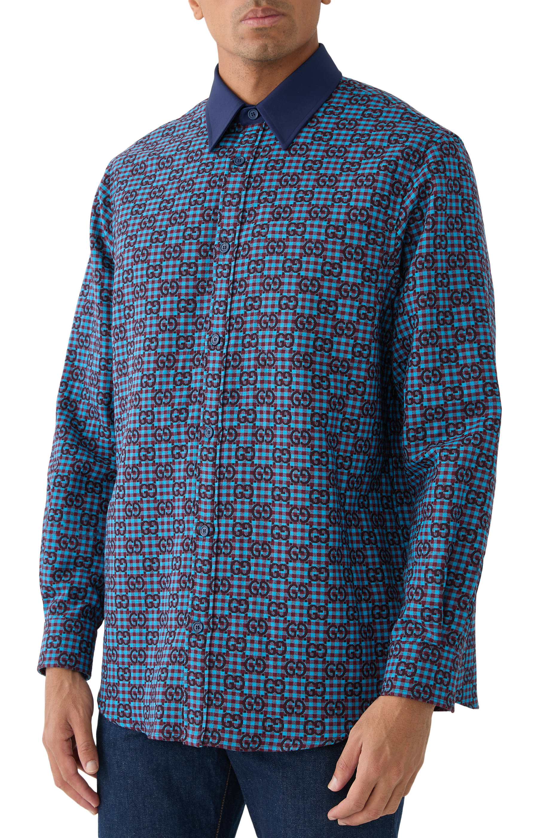 GG Vichy Cotton Wool Jacquard Shirt