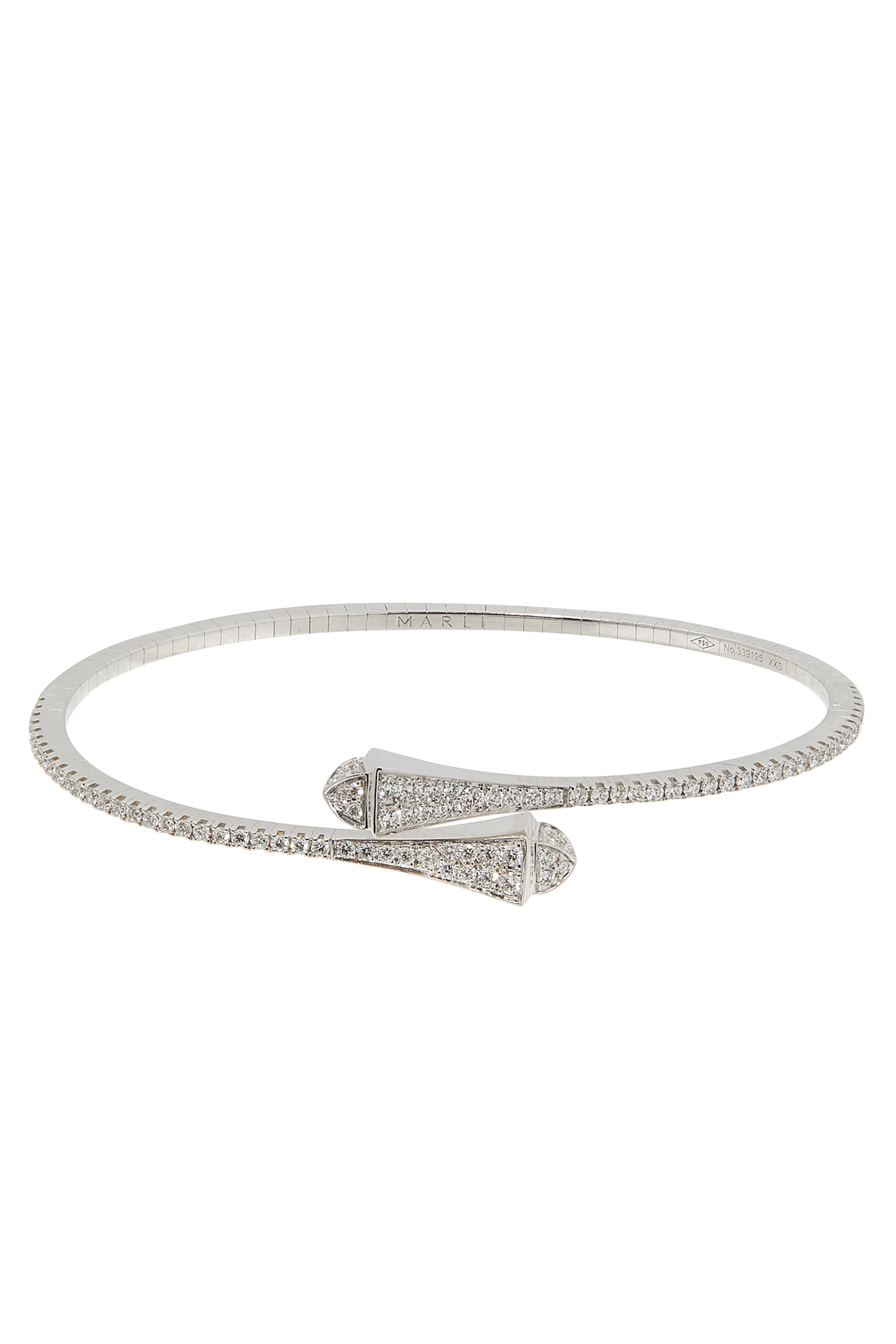 Cleo Slim Bangle, 18k White Gold with Full Diamonds