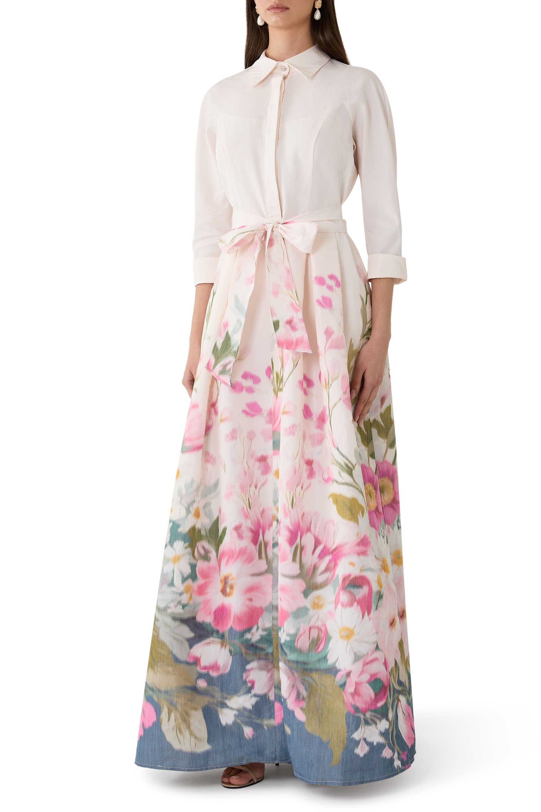 Taffeta Digital Placement Print Shirt Gown
