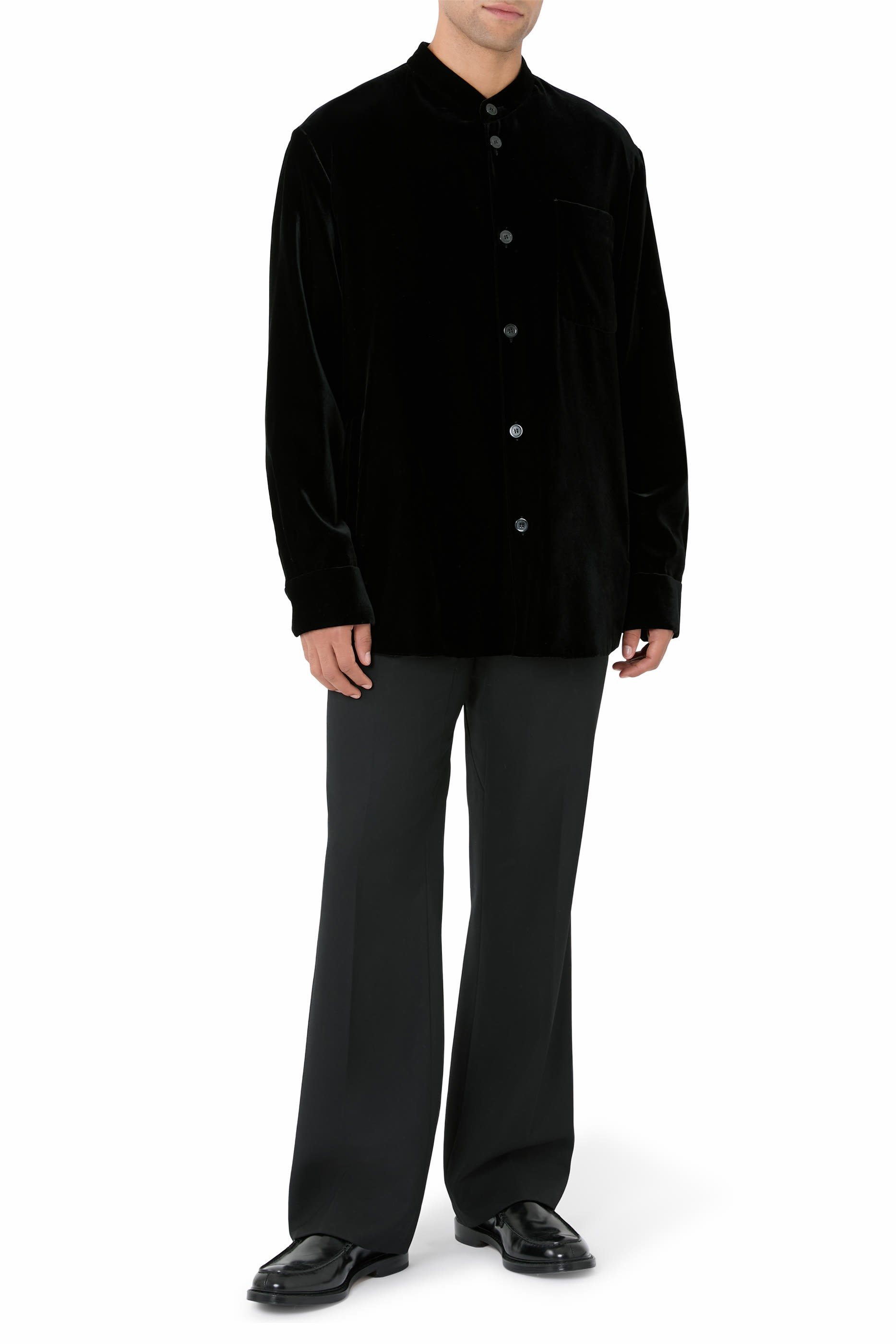  Icon Smooth Velvet Shirt Jacket with Guru Collar