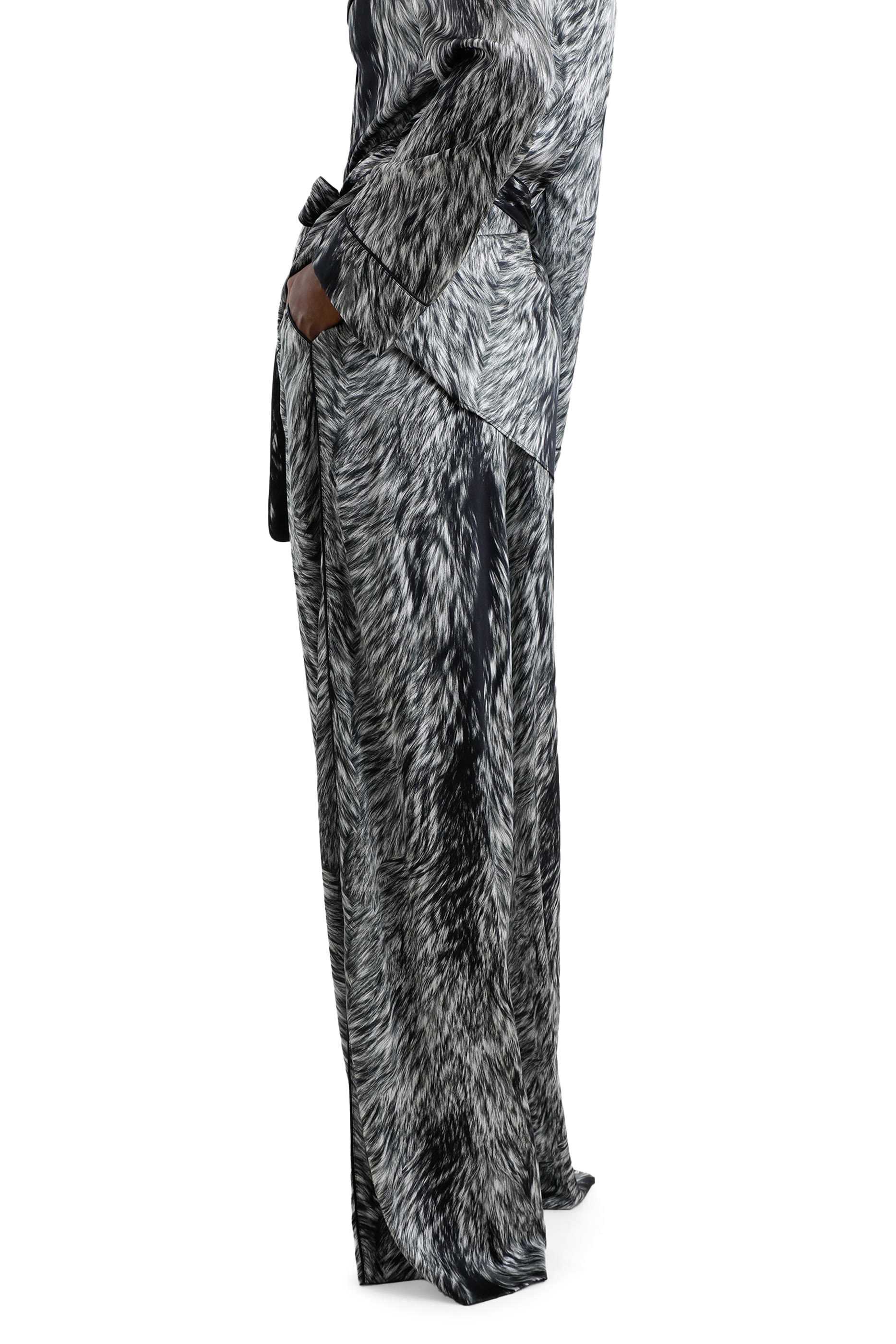 Fur Print Silk Satin Pajama Pants