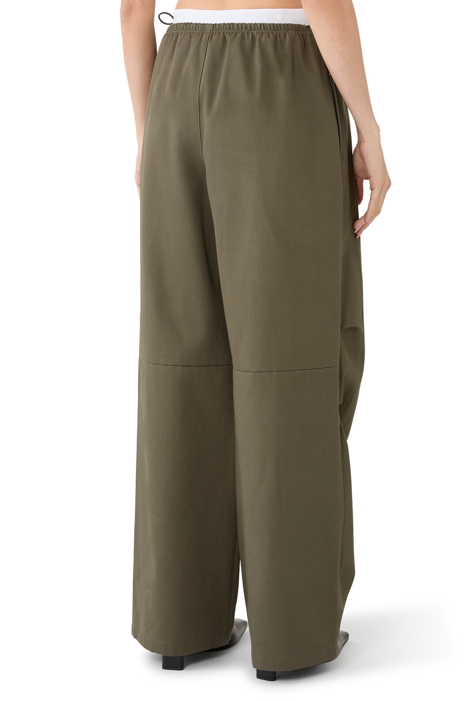 Mid-Rise Track Pants in Cotton Twill