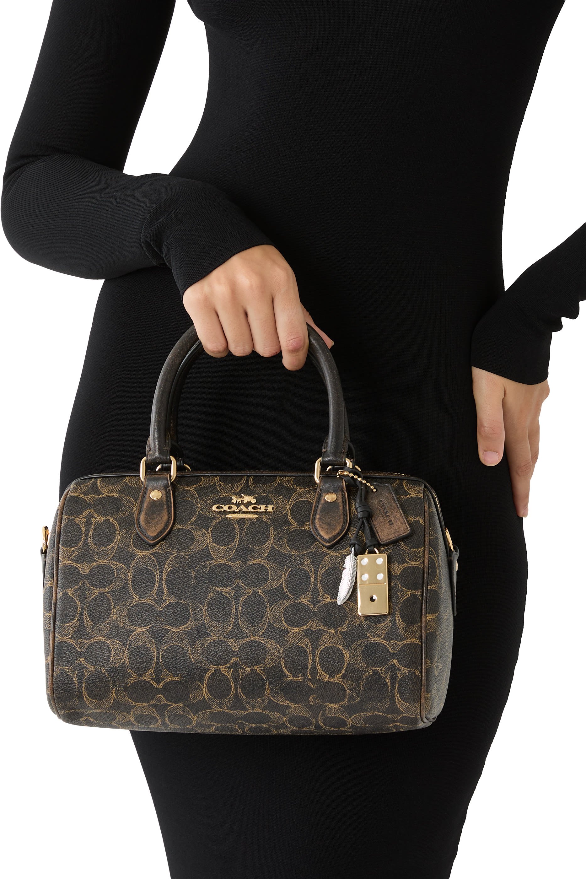 Rowan Satchel Bag in Loved Signature Canvas With Charms