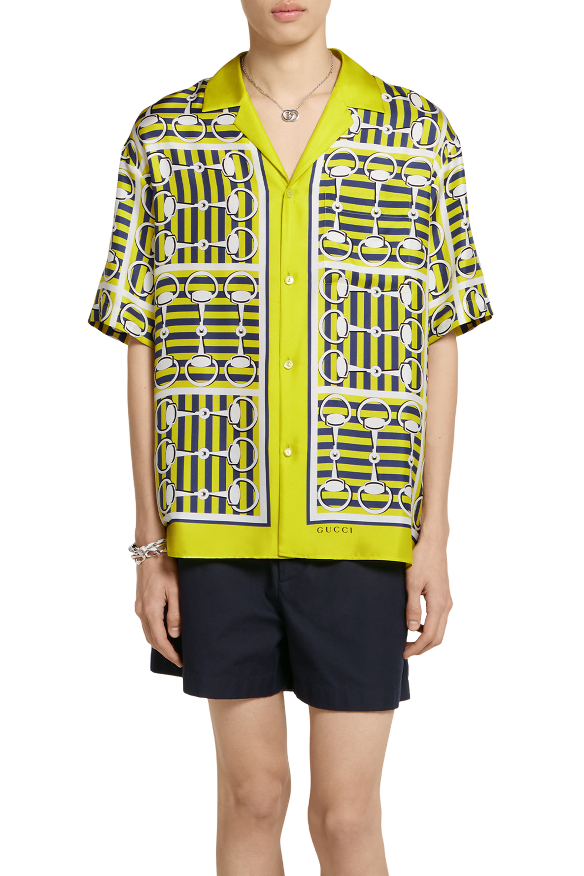 Printed Silk Twill Bowling Shirt